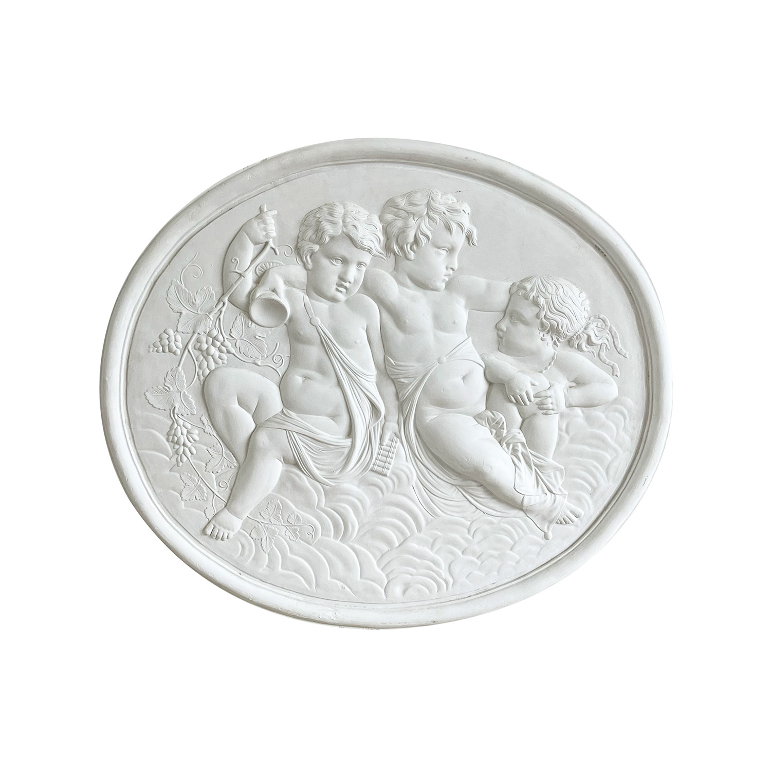 20th Century French Vintage Round Plaster Relief of Three Angels