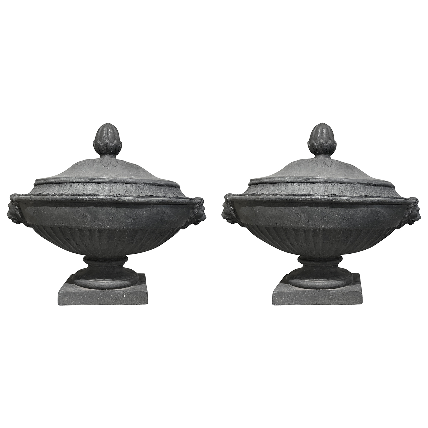 19th Century English Pair of Antique Neoclassical Lead Urns