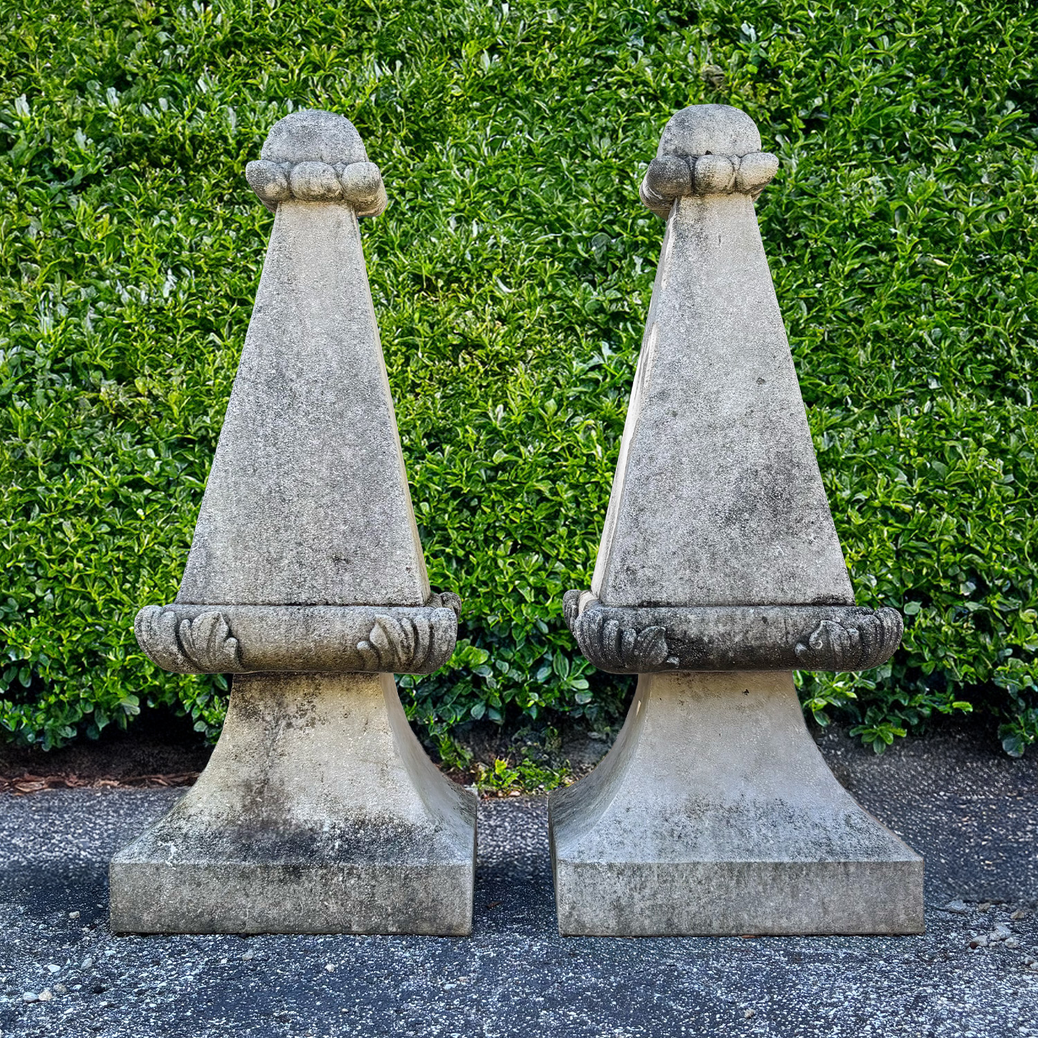 Pair of Feuillage Obelisques