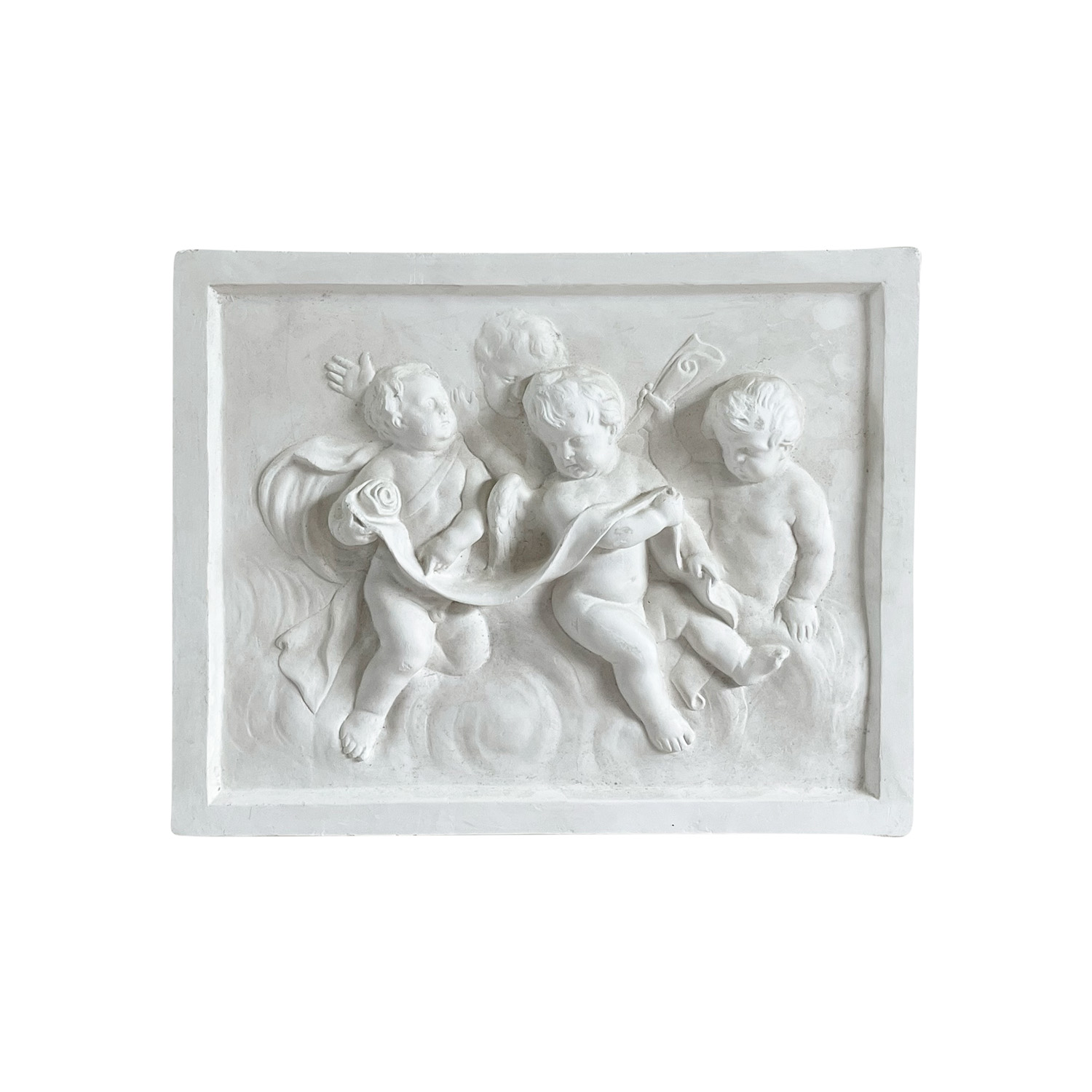 20th Century French Vintage Wall Plaster Relief of Four Cherubim