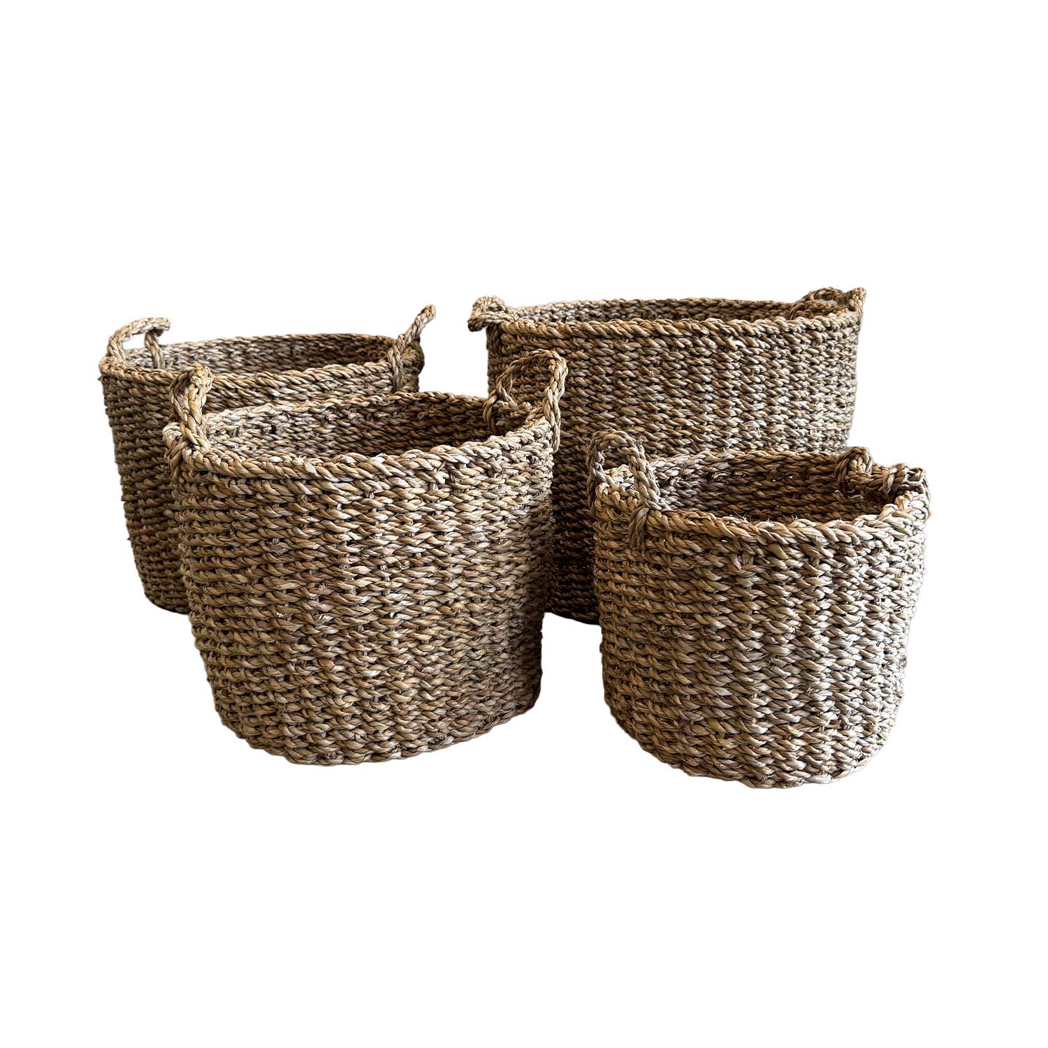Round Seagrass Baskets with Handles