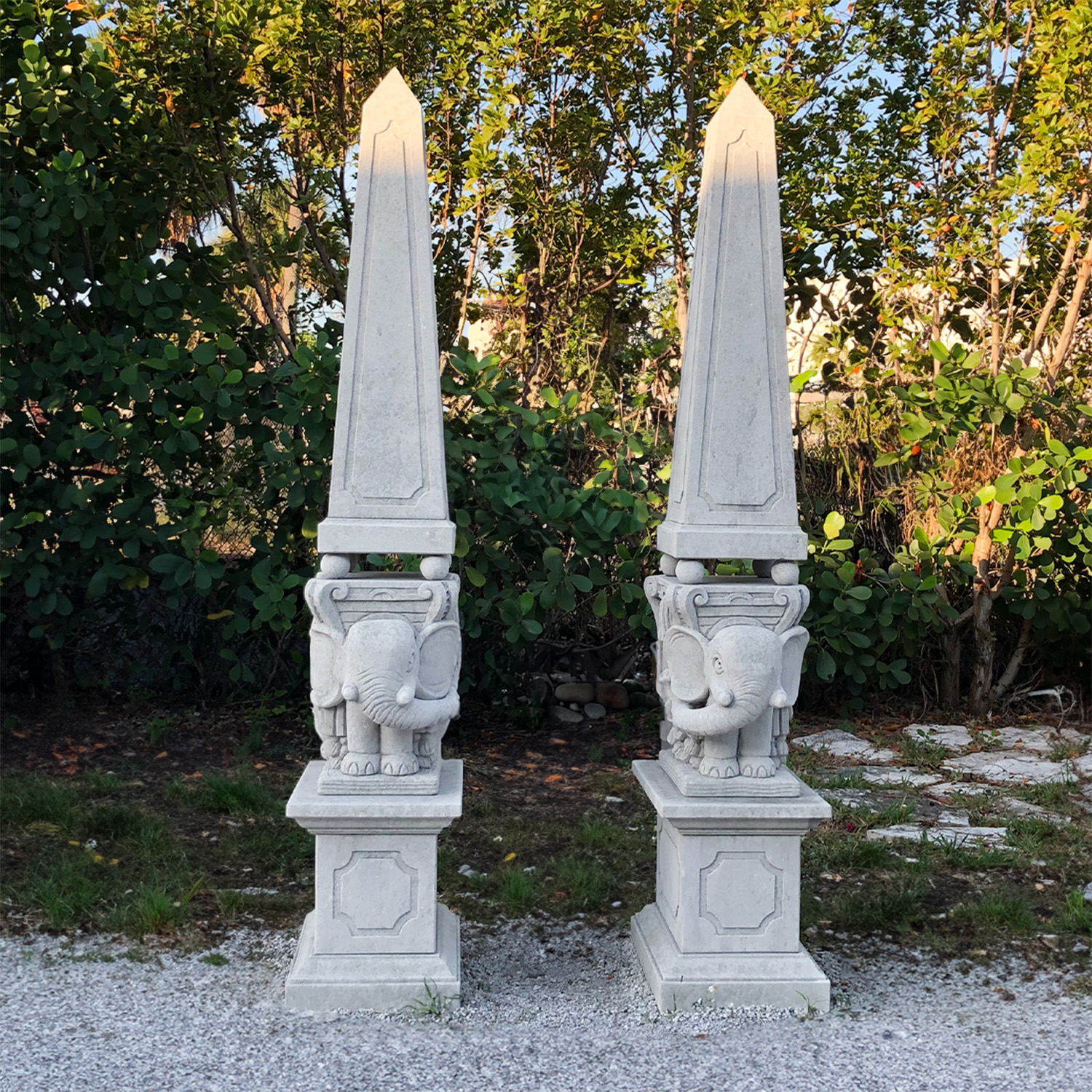 Pair of Elephant Obelisks