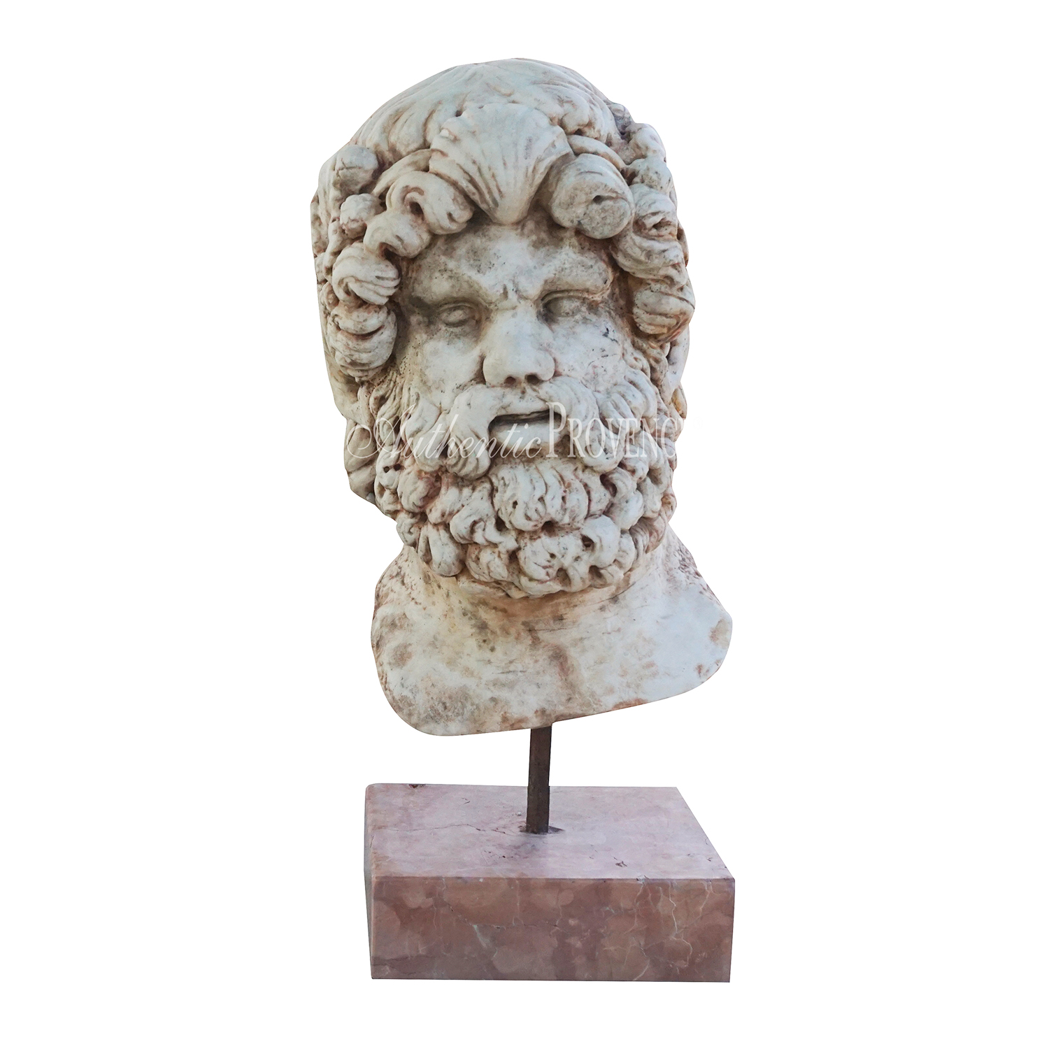 19th Century Italian Socrates Mask – Carrara, Rosso Verona Marble Sculpture