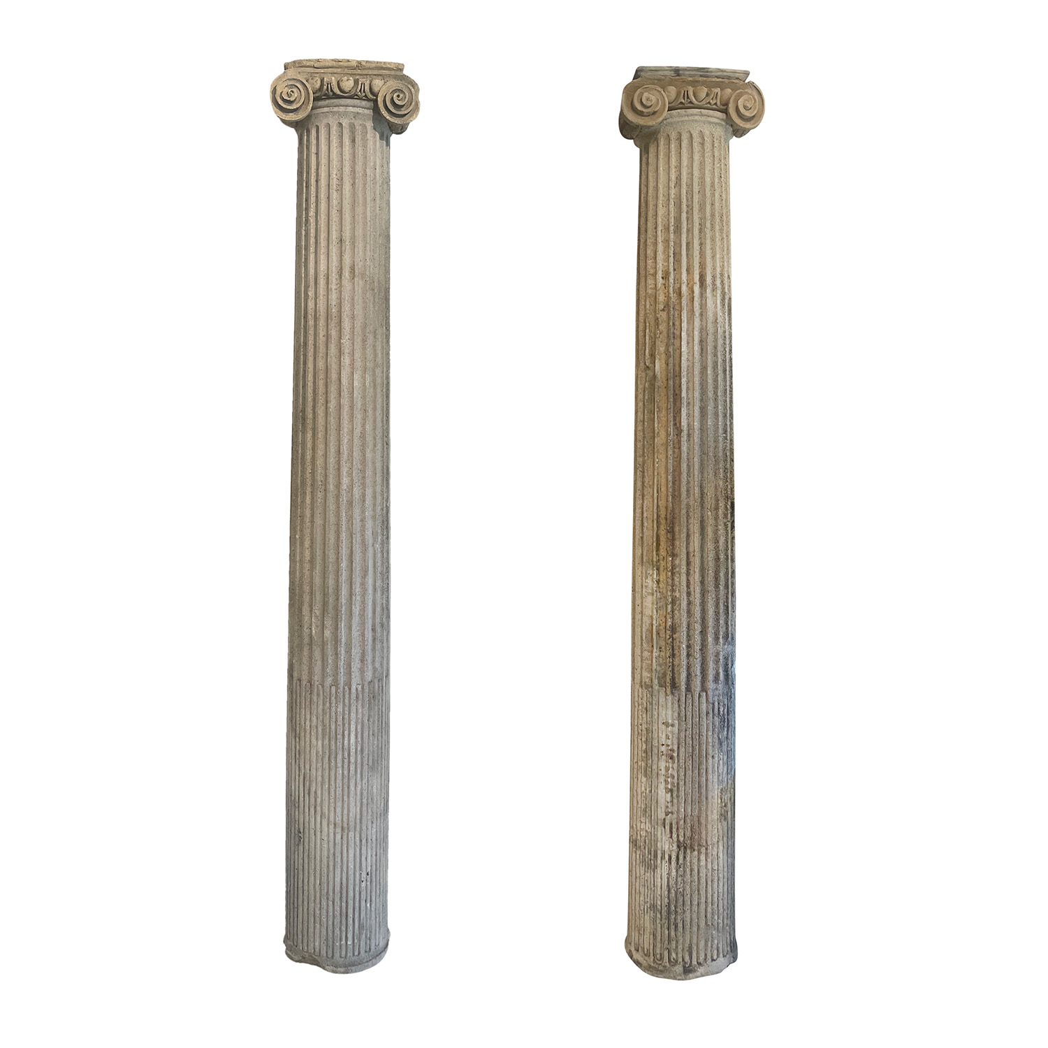 17th Century French Pair of Ionic Limestone Columns – Antique Pillars