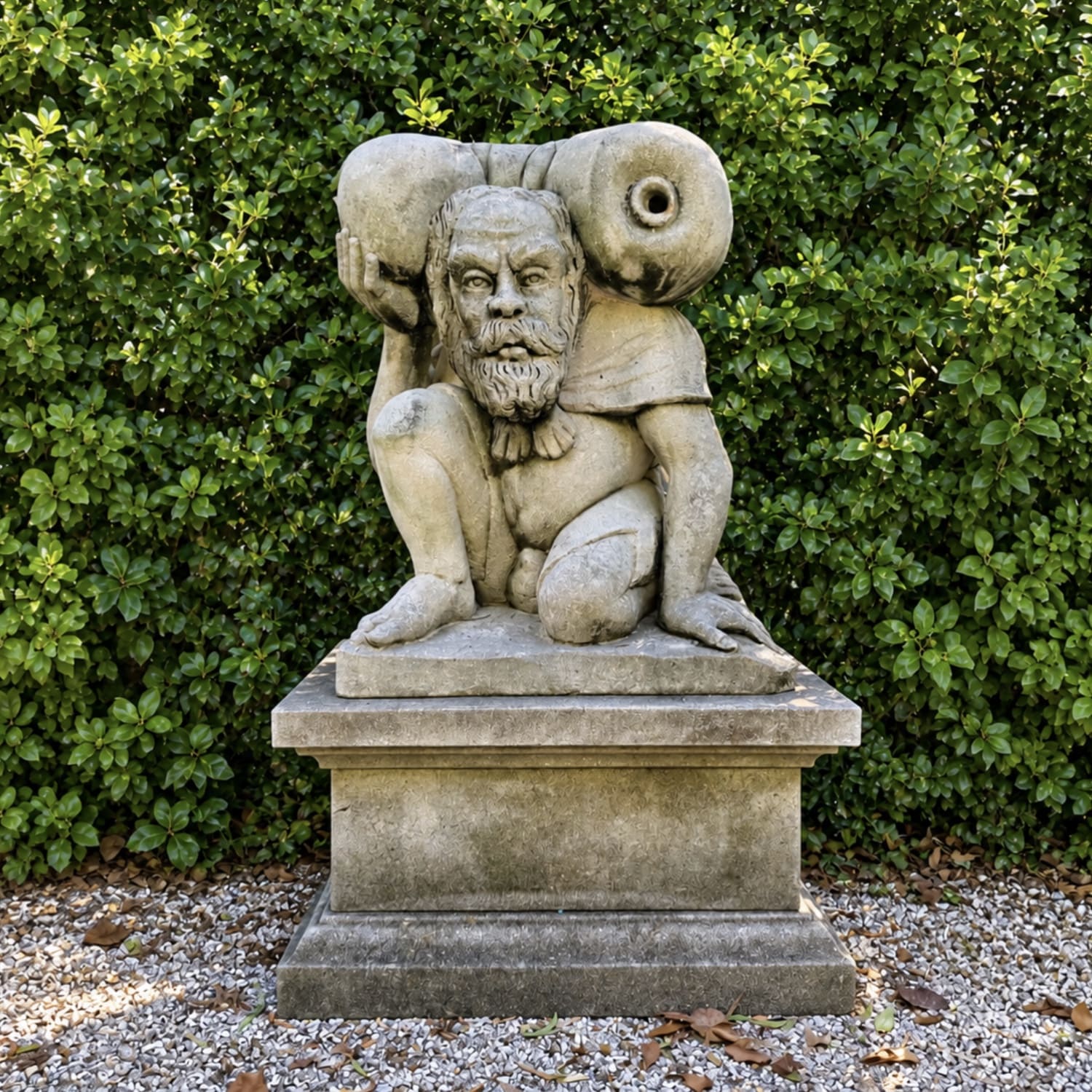 Vintage Gnome Garden Statue in Carved Limestone, Italy Circa 1930