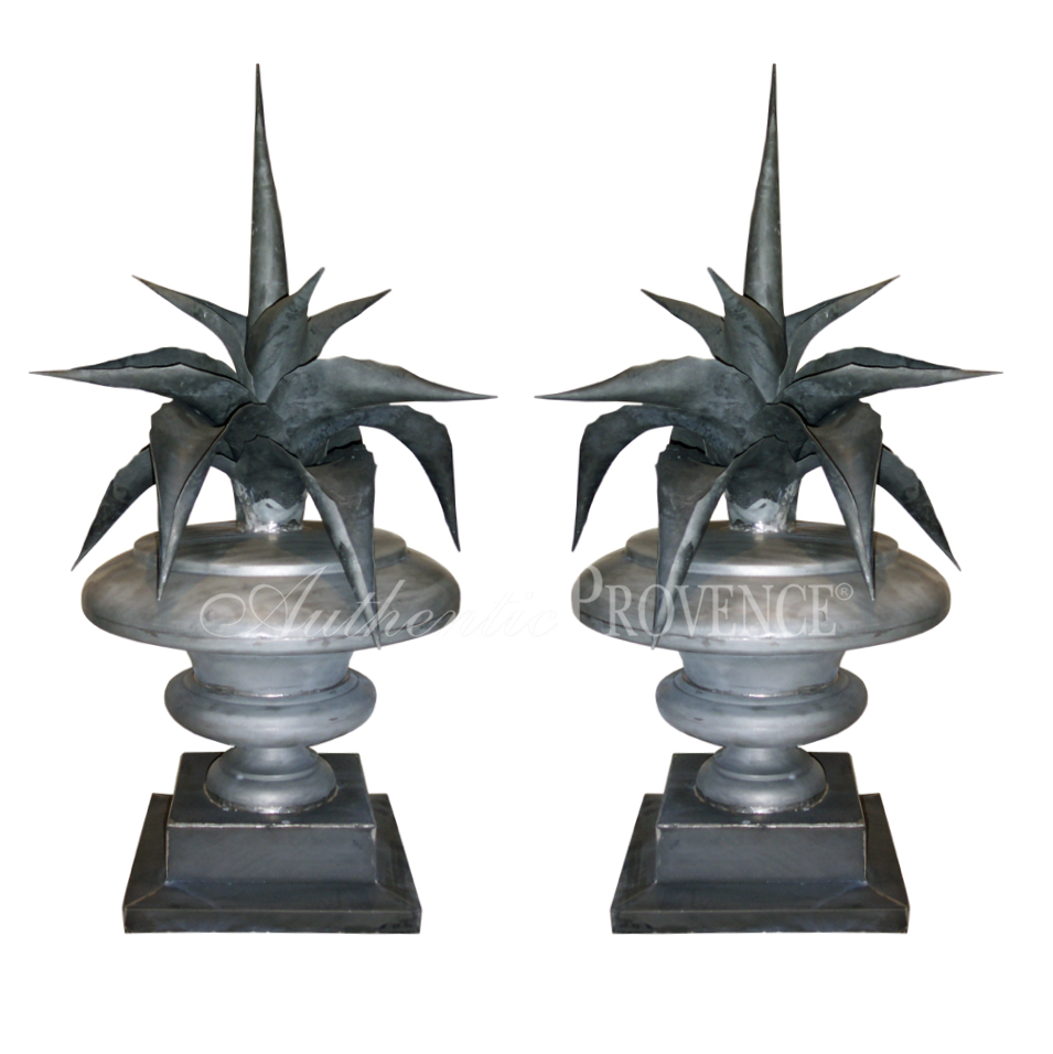 Pair of Zinc Agave Finials