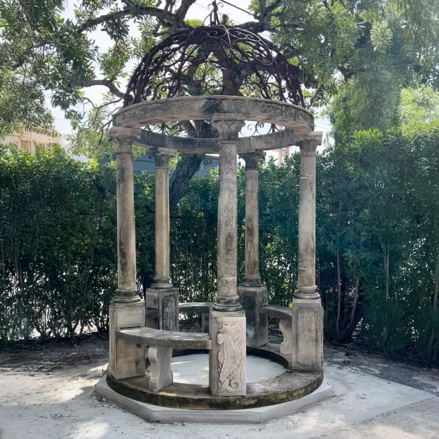 20th Century Garden Gazebo Carved in Limestone