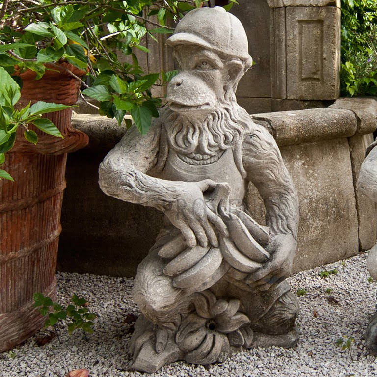 Monkey Garden Statue in Limestone, Italy 1930s