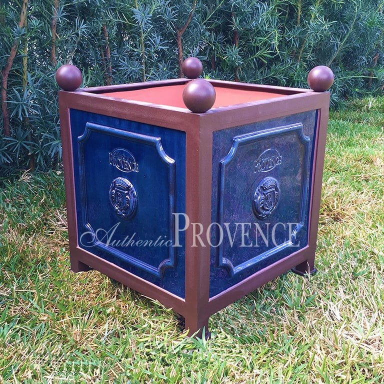 Pair of Bac Bleu Fonce Emaille Planters