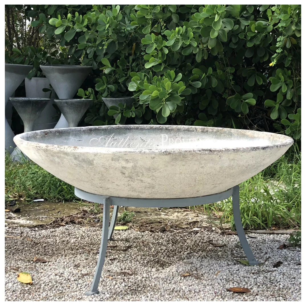 Swiss Modern Cement Saucer Planter by Willy Guhl & Eternit