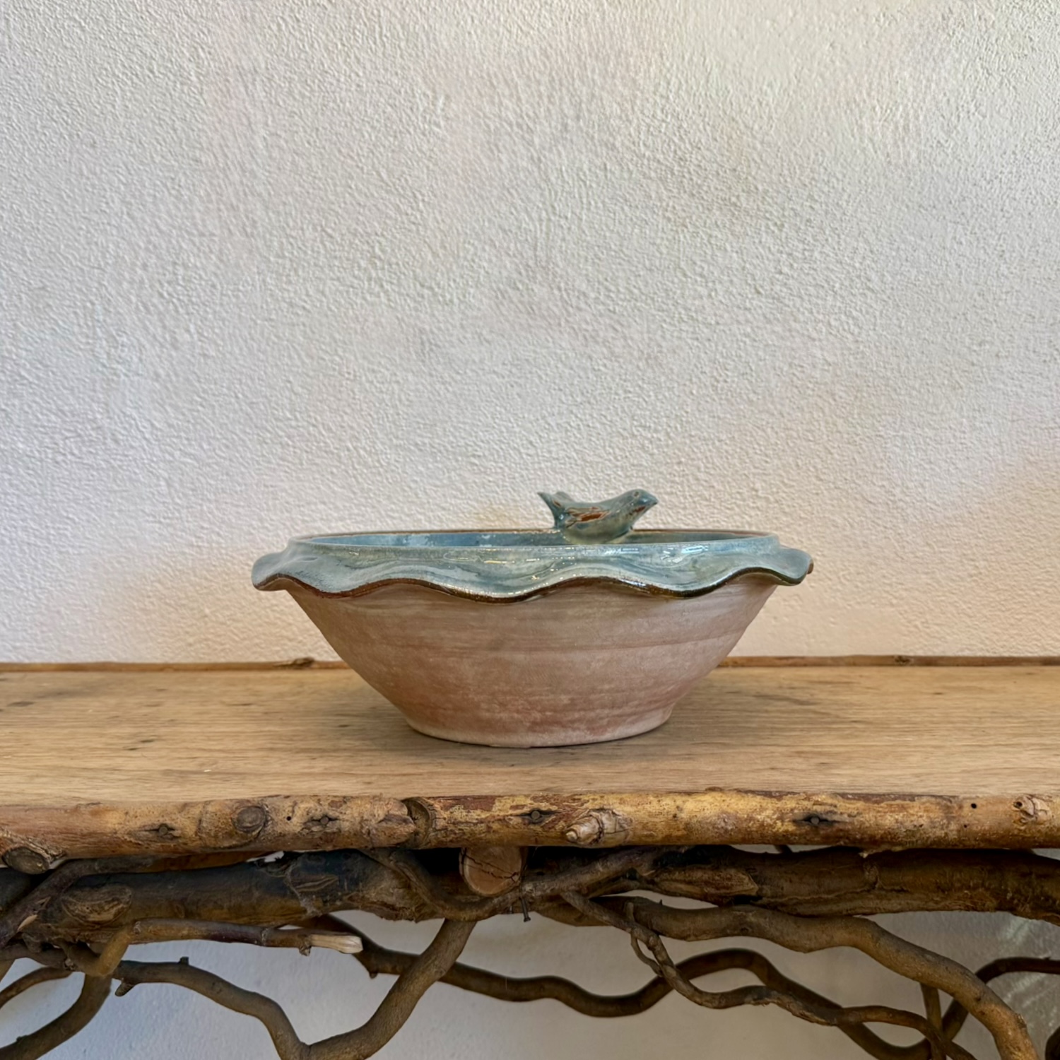 Small Hand Painted Blue Enamel Bowl from France