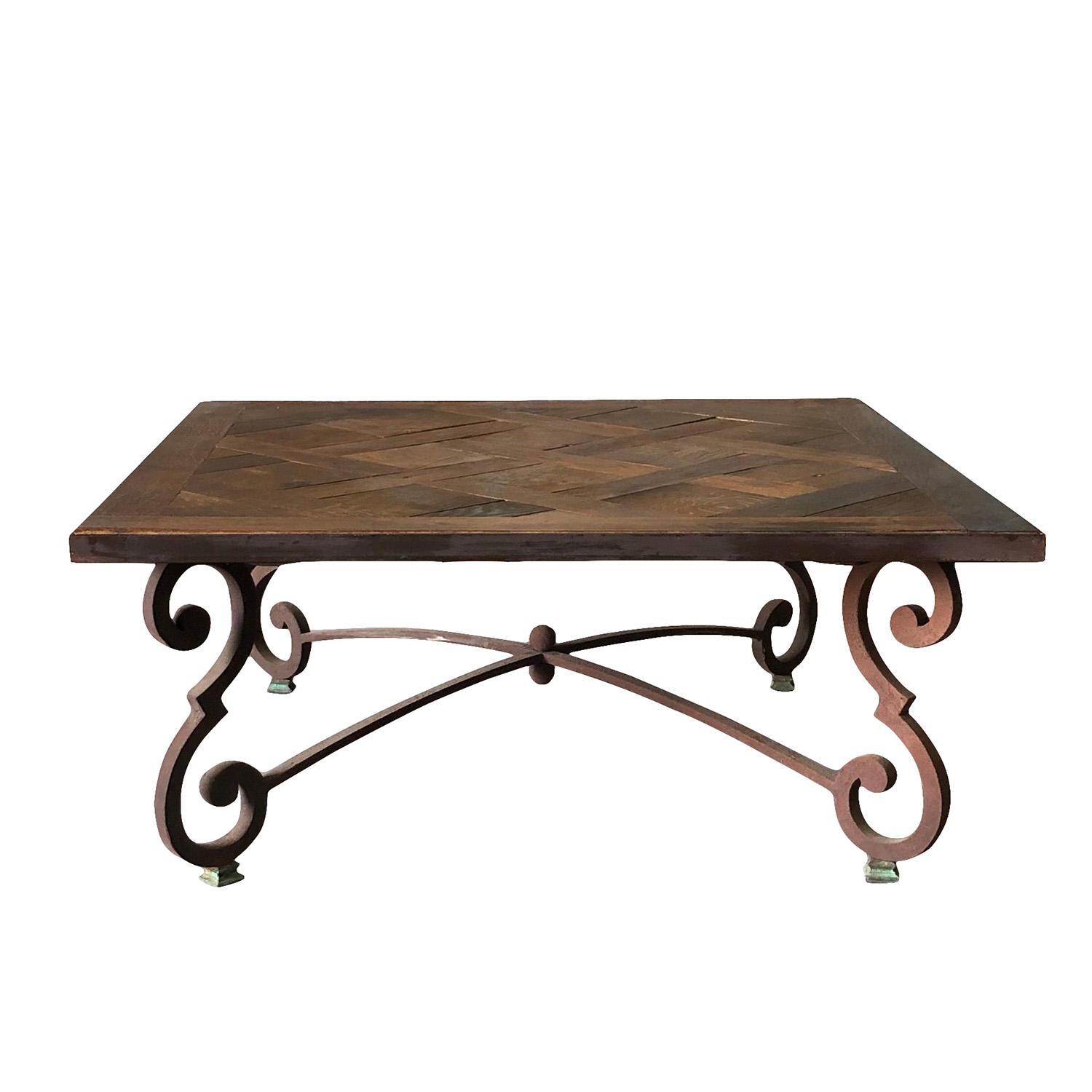 19th Century French Oakwood Versailles Table – Antique Square Iron Coffee Table