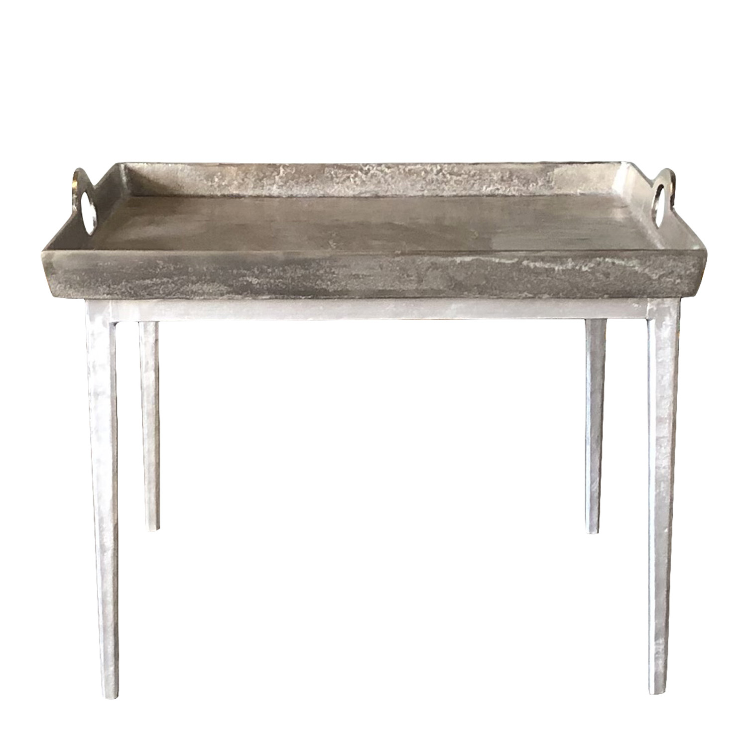 21st Century Belgian Brugge Metal Side Table – Square Aluminum Serving Table