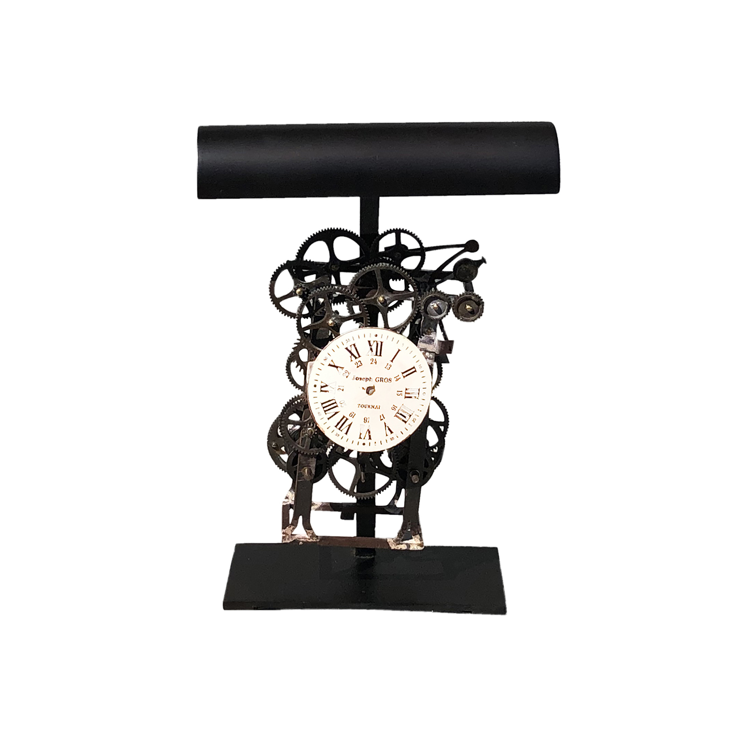 20th Century Black French Industrial Table Lamp – Vintage Desk Metal Clock