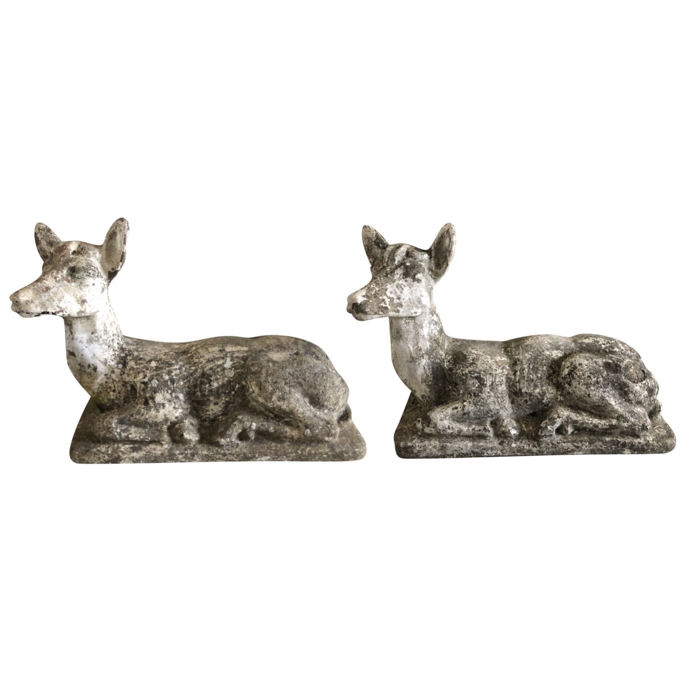 20th Century French Stone Deer Garden Statues