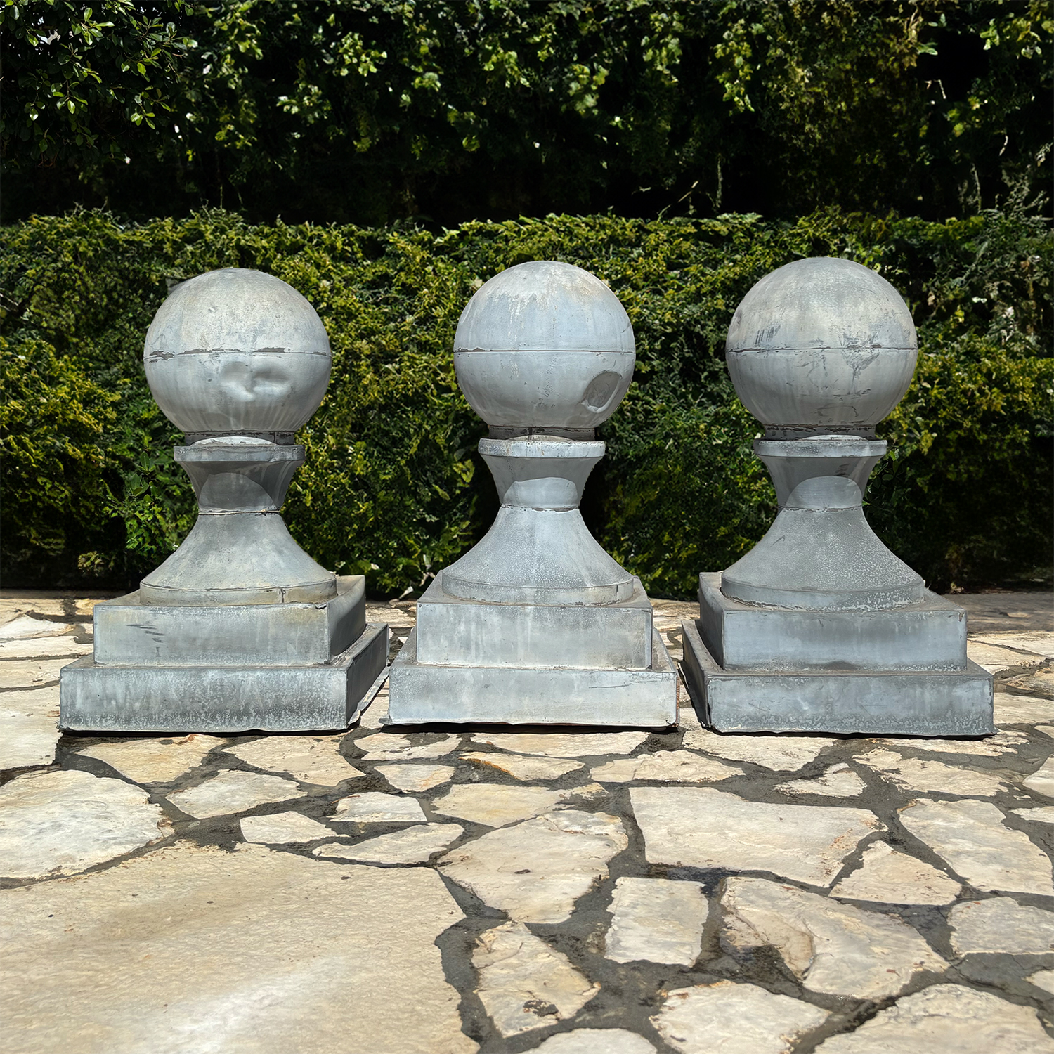 Set of Three French Zinc Garden Finials