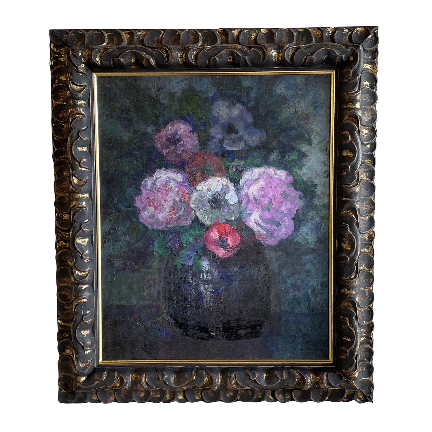 20th Century French Vase of Colorful Flowers Oil Painting by Victor Charreton