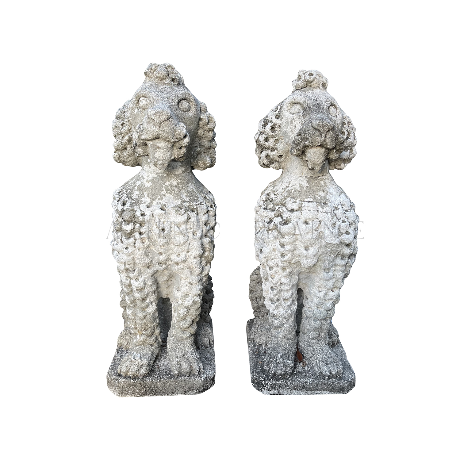 Vintage Pair of French Dog Poodle Garden Statues