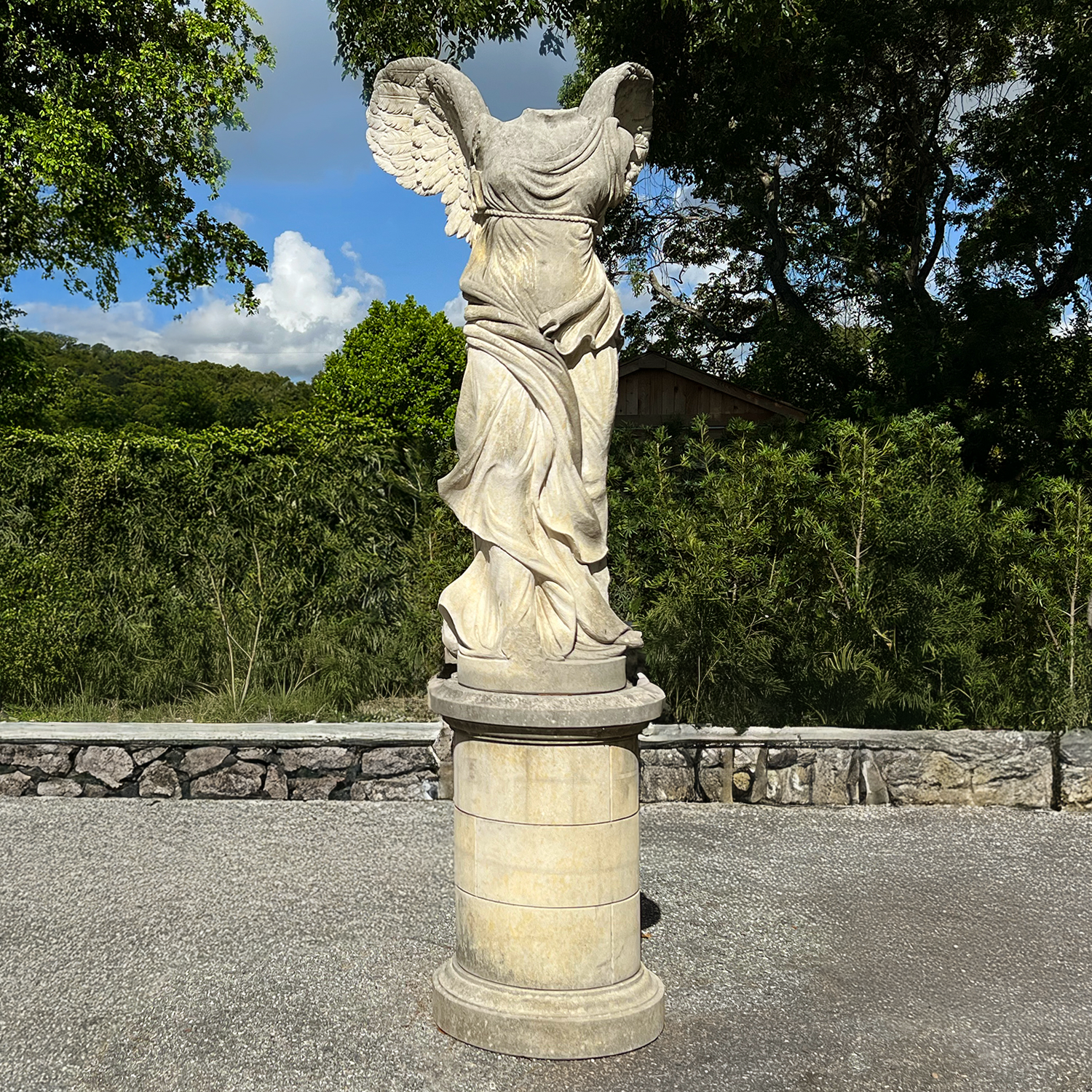 20th Century Winged Victory of Samothrace in Hand-Carved Limestone