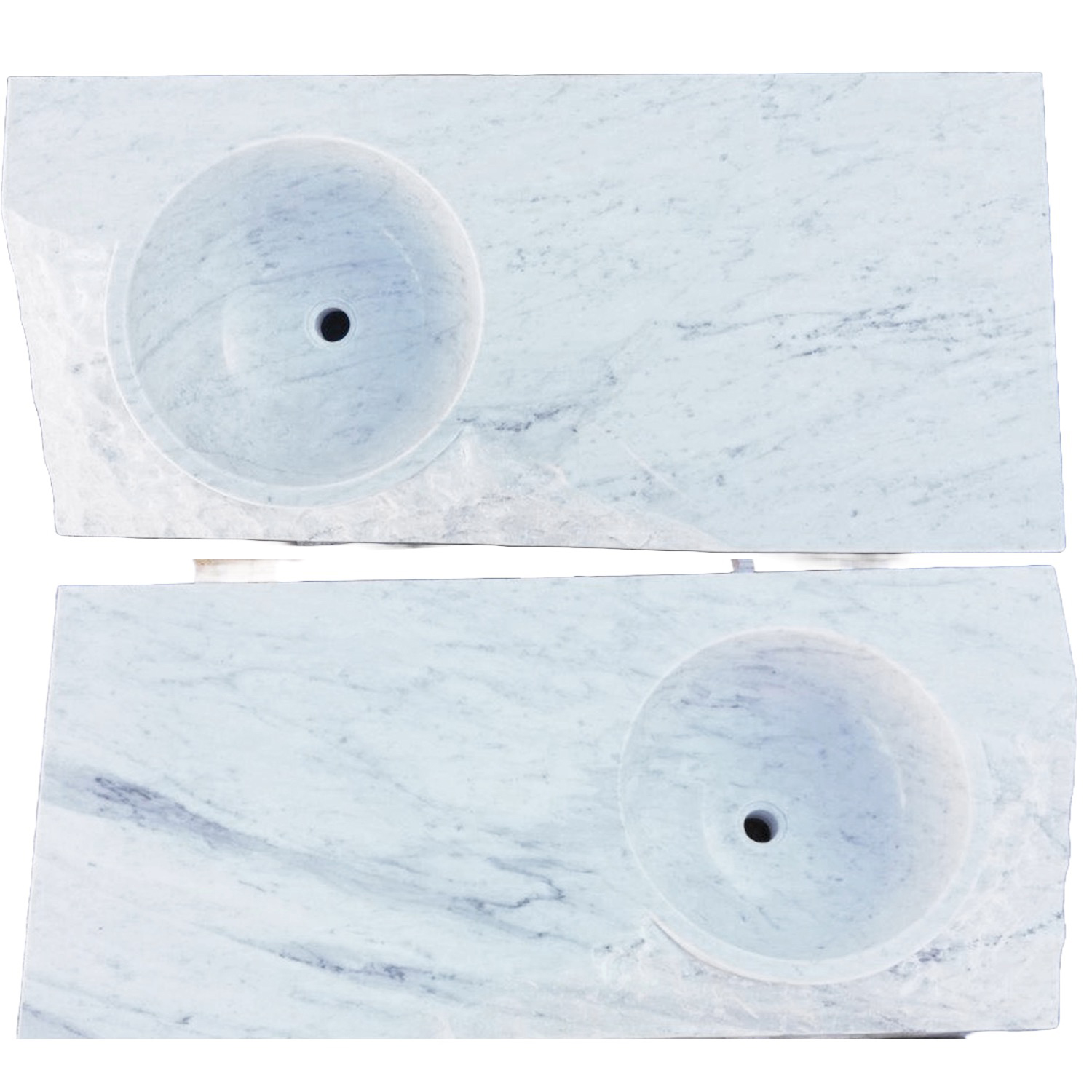A Pair of Contemporary Carrara Marble Vanity Sinks