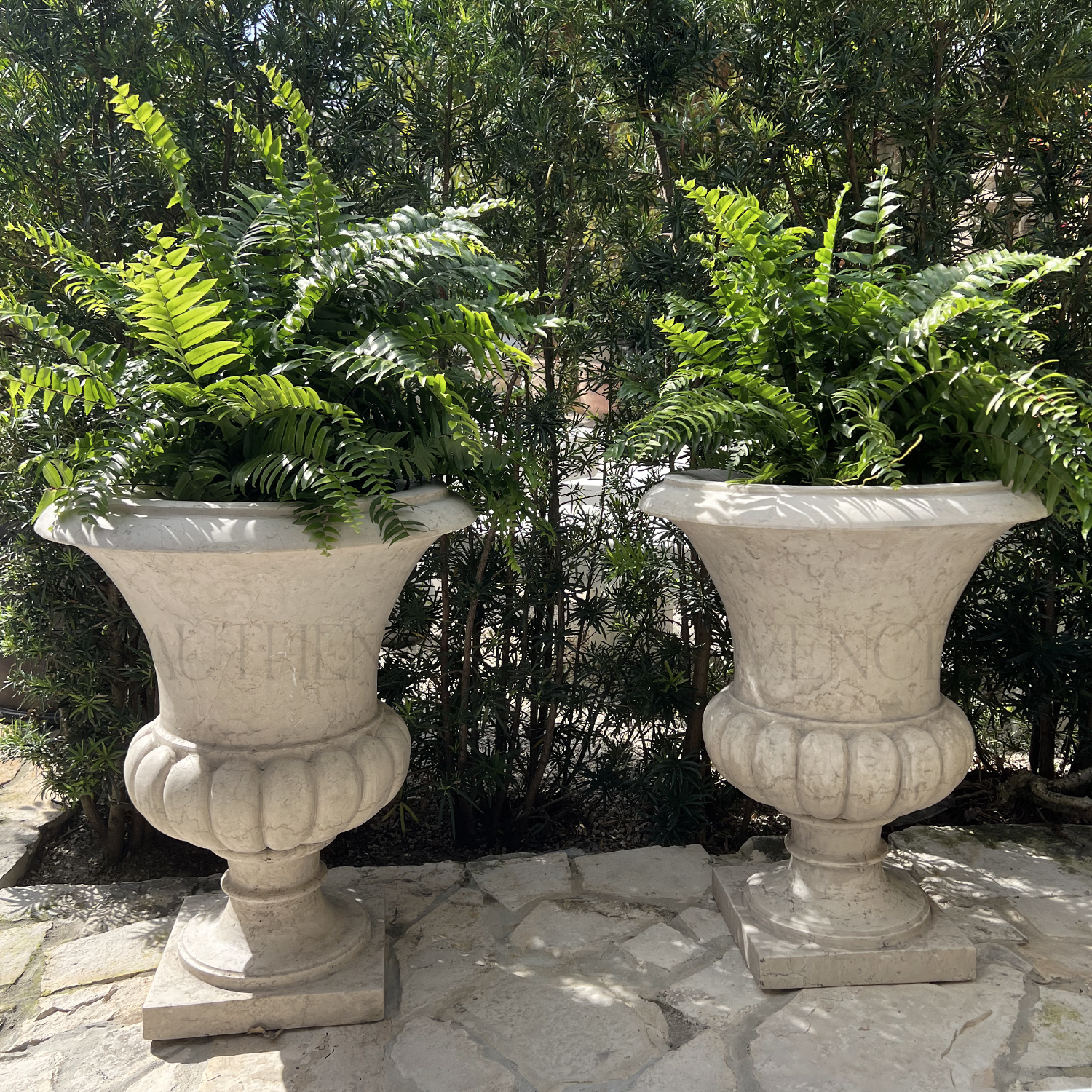 Pair of Antique Italian Marble Garden Urns