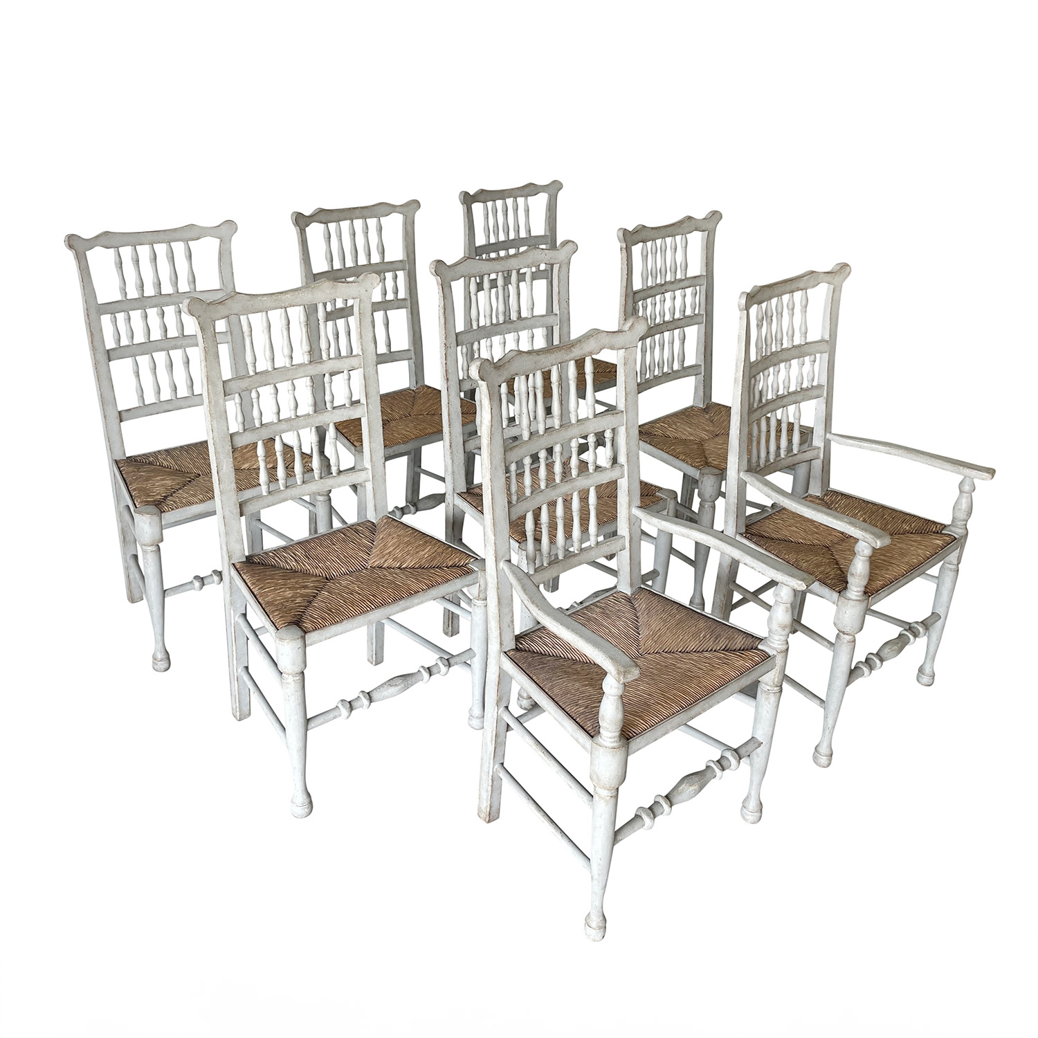 19th Century French Belle Époque Set of Eight Beech Provence Dining Room Chairs