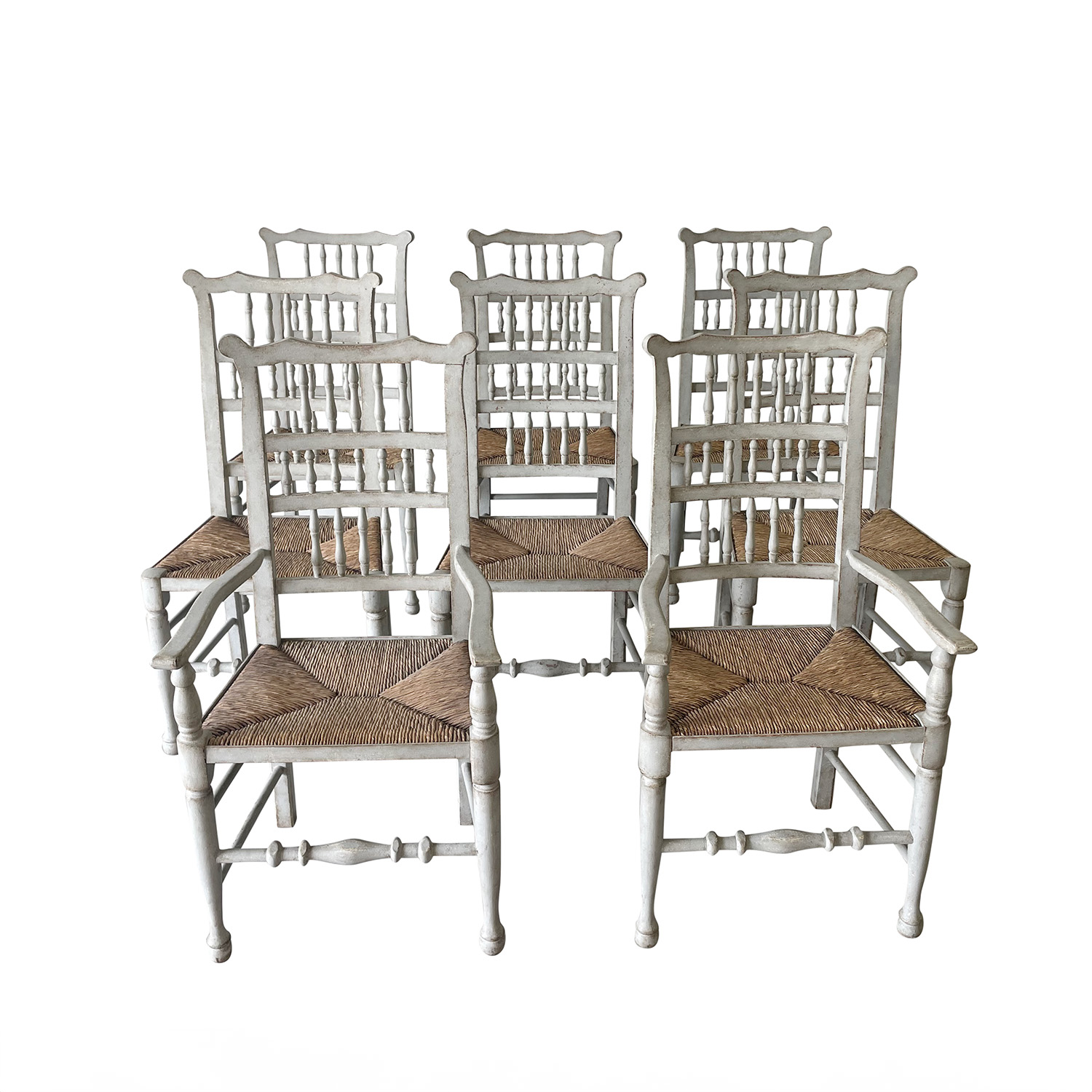 19th Century French Set of Eight Belle Époque Beech Provence Dining Room Chairs