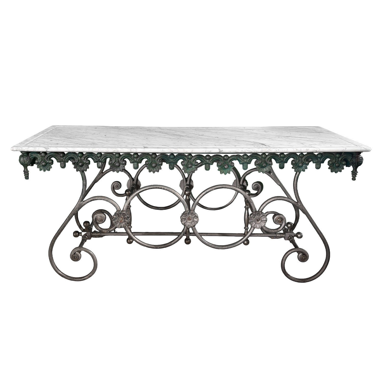 French Marble Top Pastry Table, 1920s