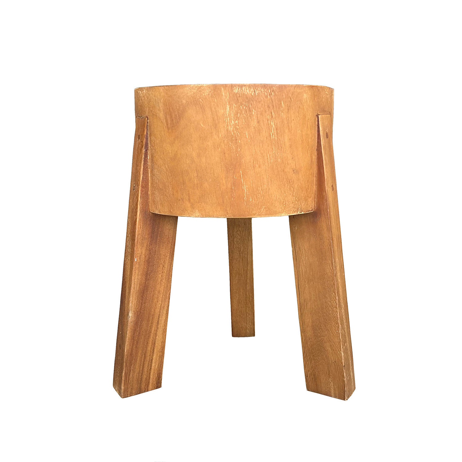 21st Century Danish Tropical Wood Stool – Small Scandinavian Round Side Table