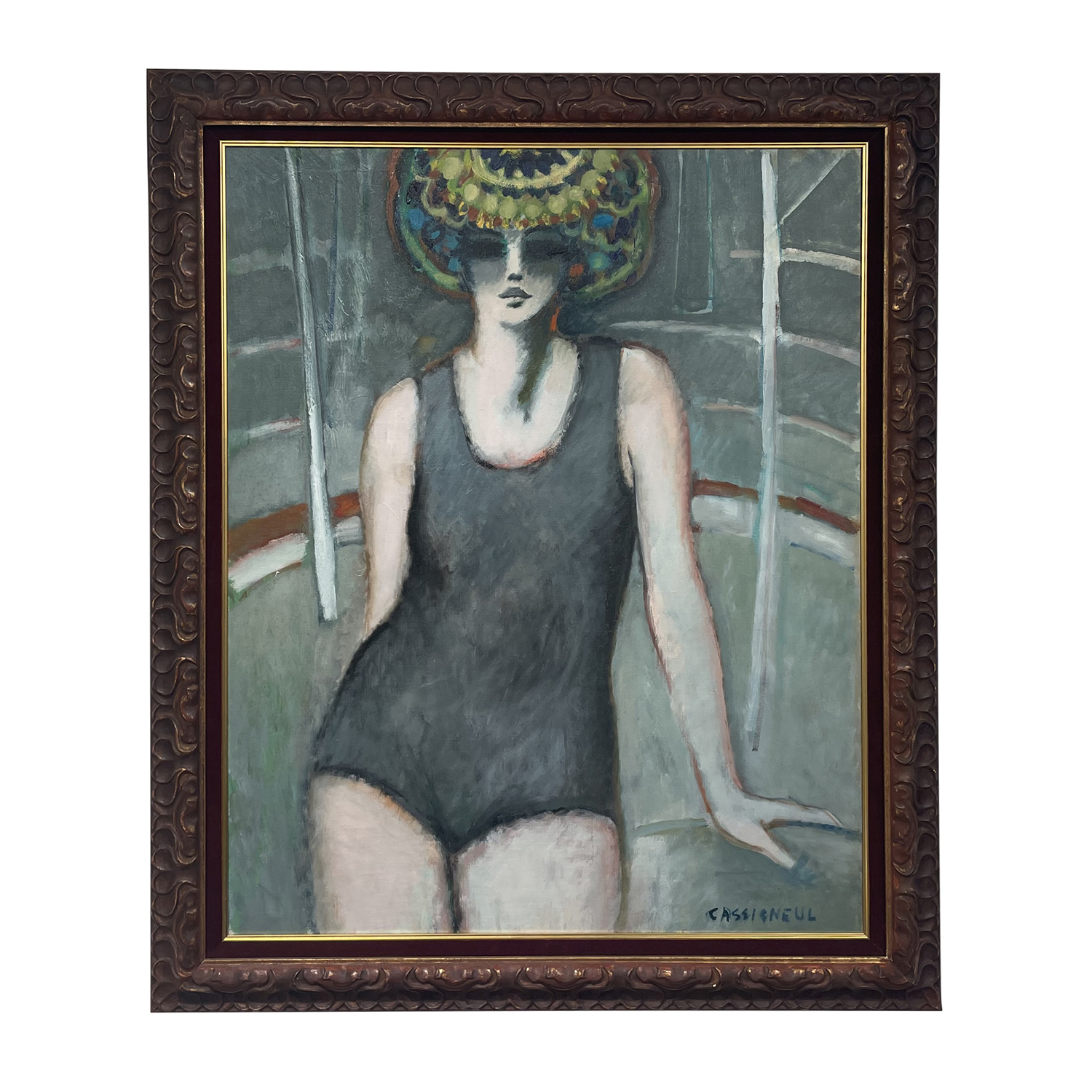 20th Century French Oil Painting of a Woman in a Circus by Jean-Pierre Cassigneul