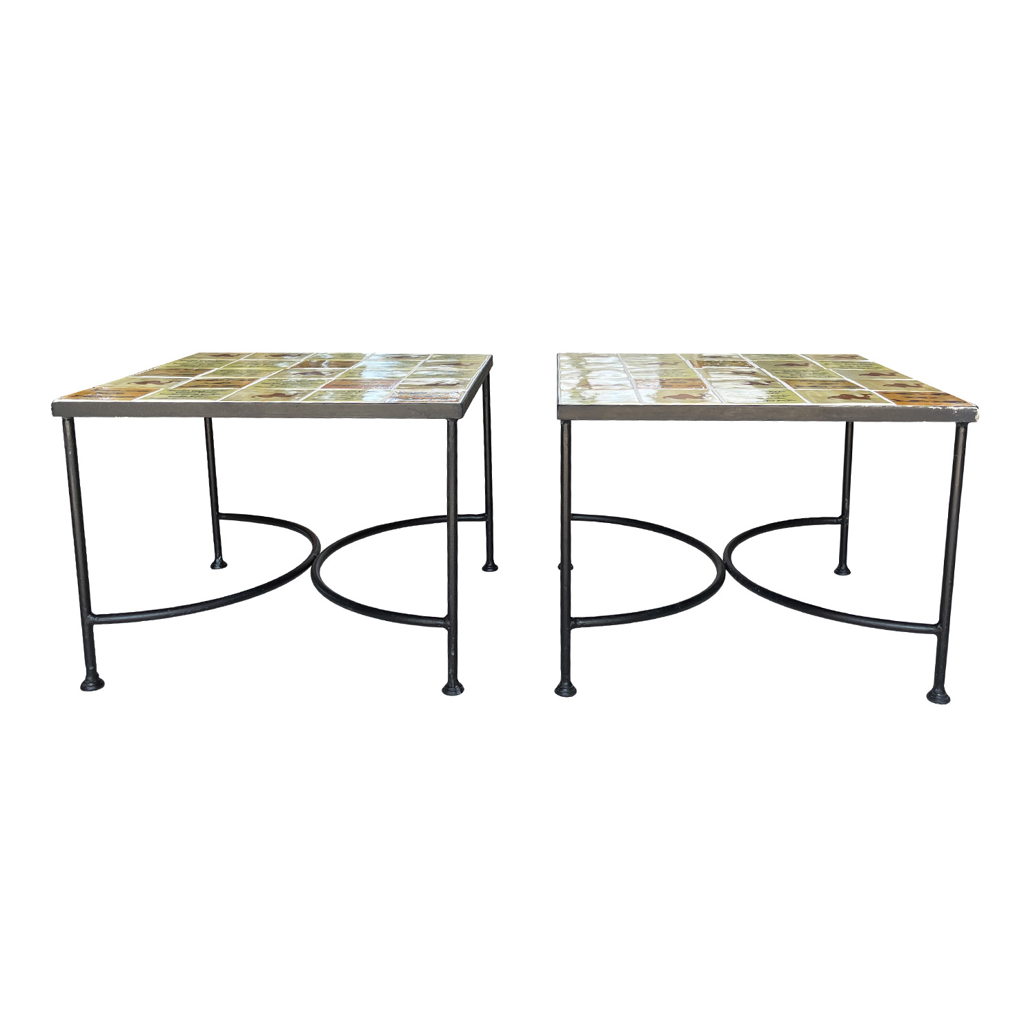 A Pair of Garden Side Tile Tables from Italy