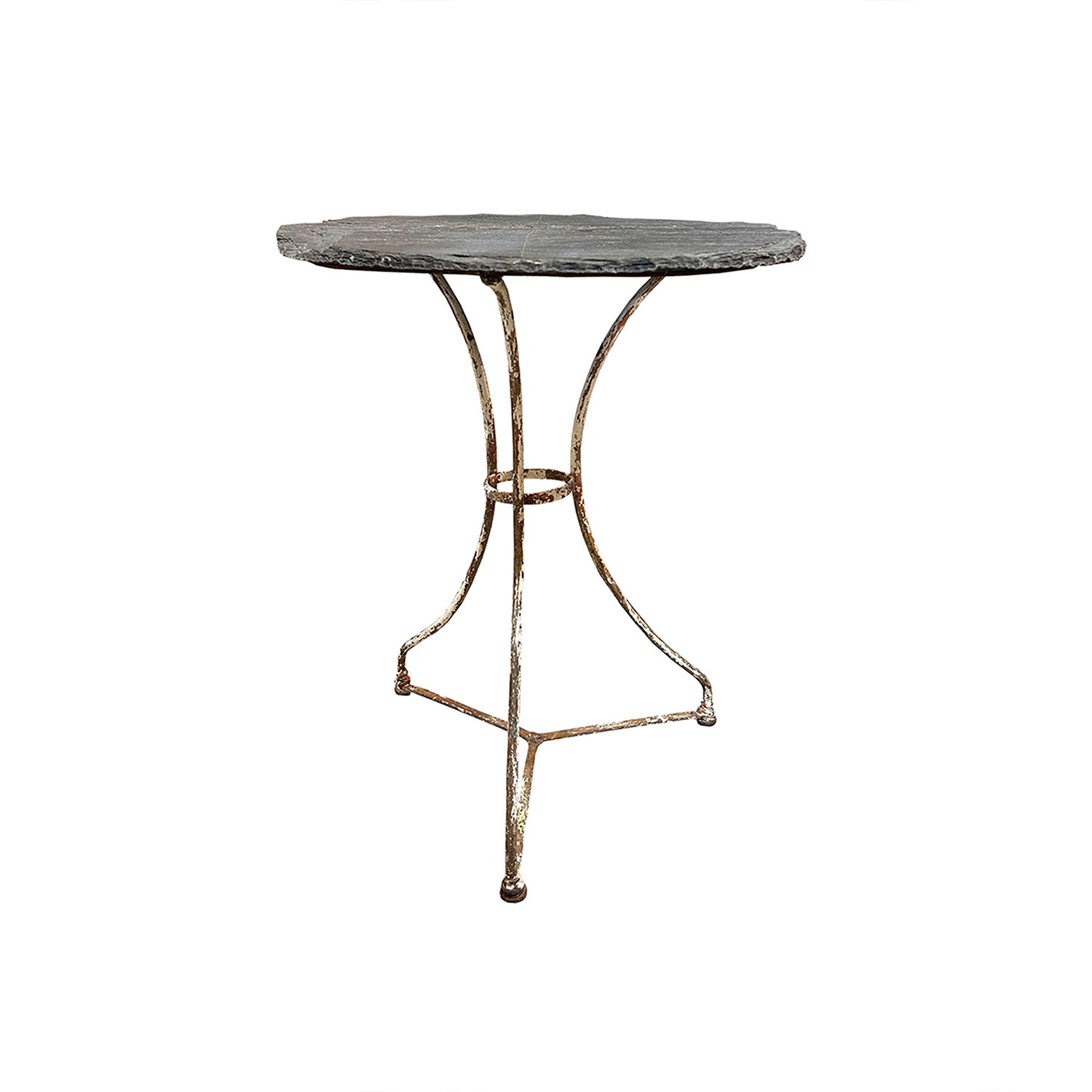 Antique French Bistro Table with circular Slate Top