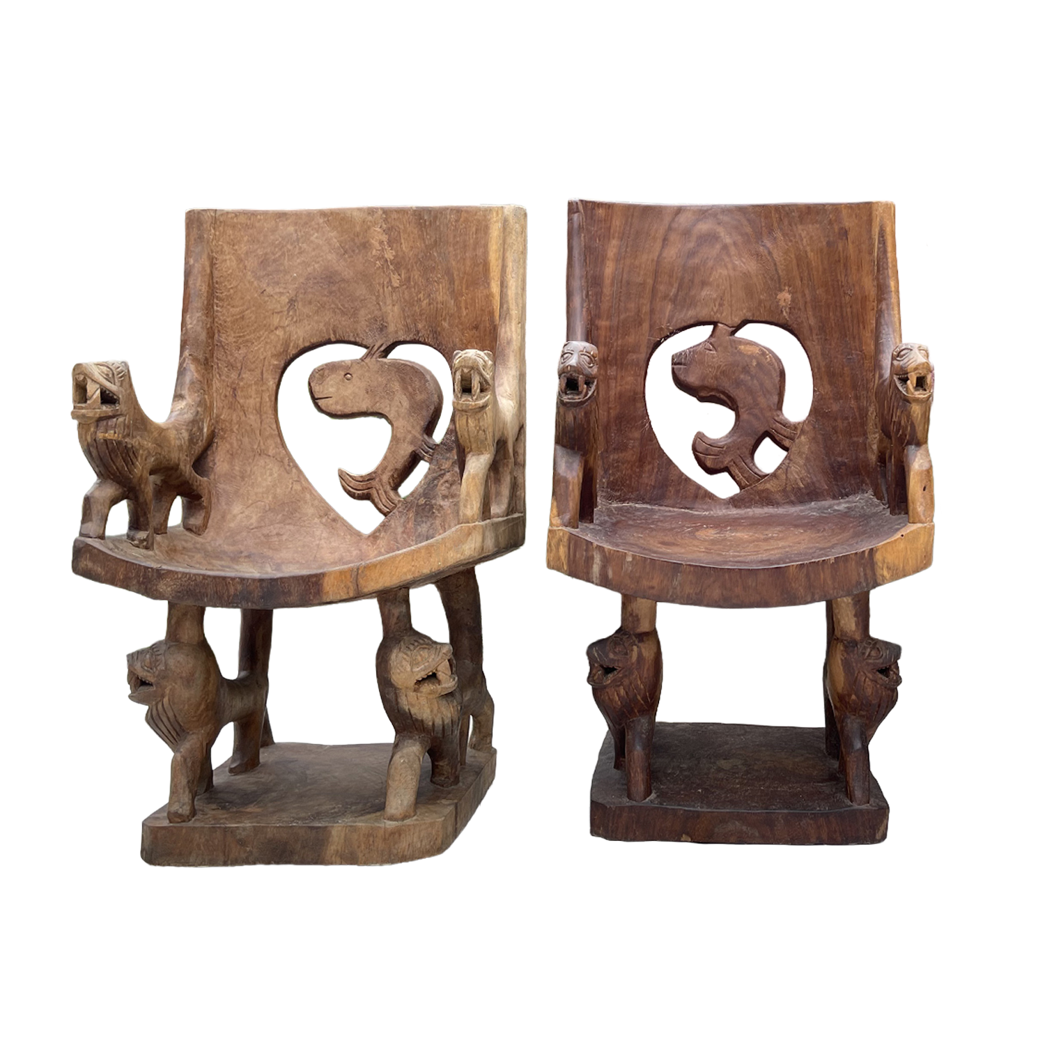 Set of African Tribal Wooden Chairs