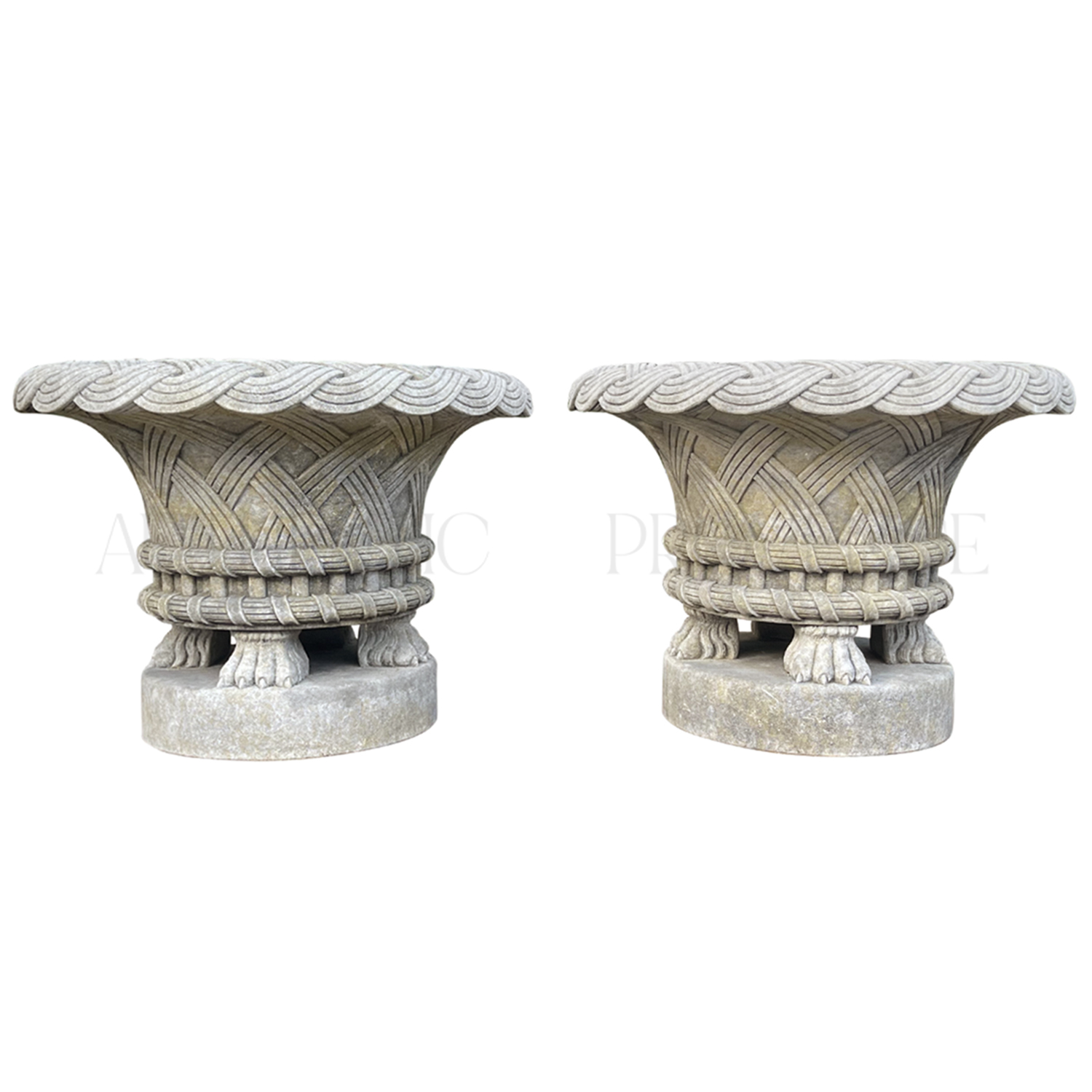 Pair of Limestone Baskets
