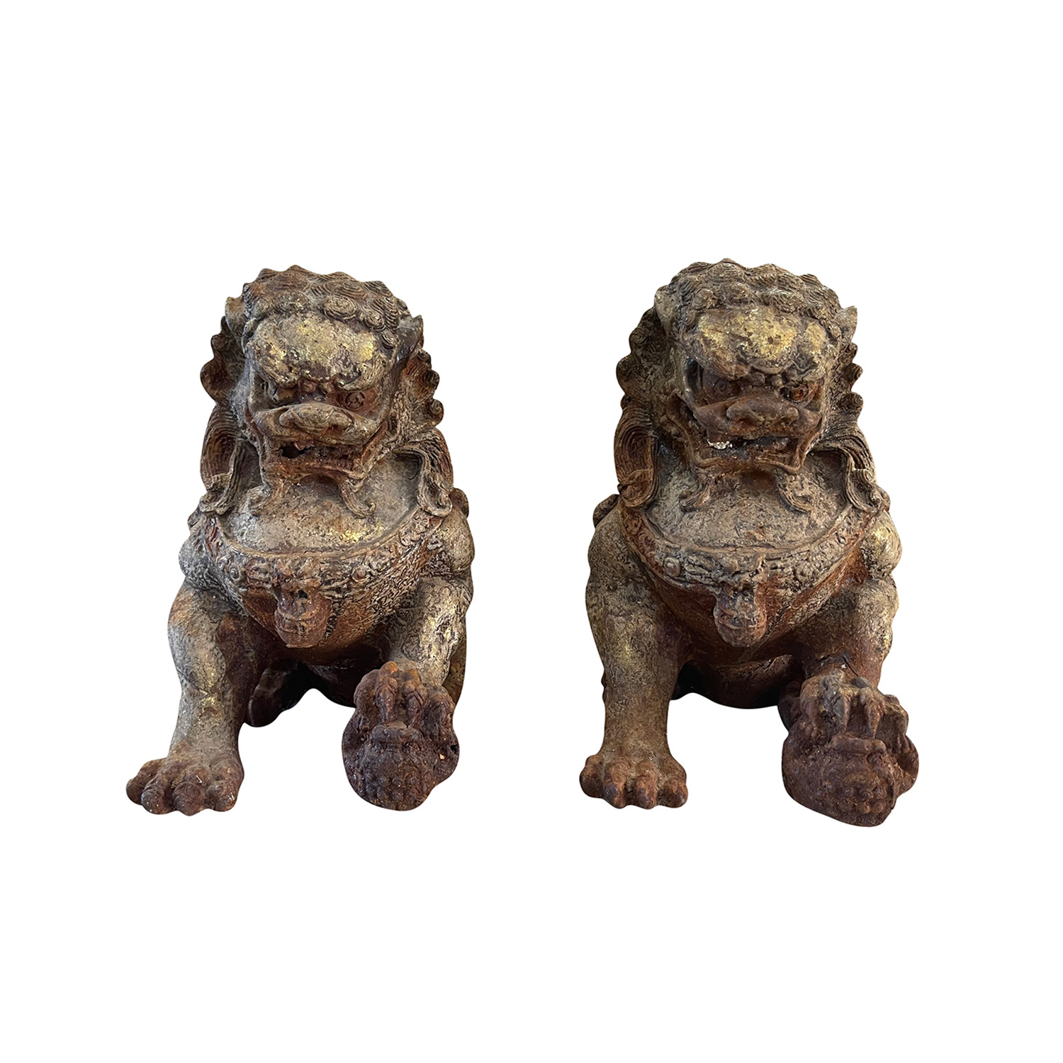 Pair of Cast Iron Foo Dogs from China