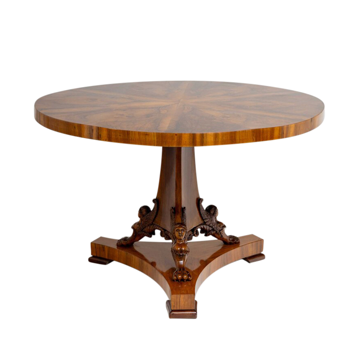 19th Century Austrian Biedermeier Walnut Salon Table – Antique Round Center Table
