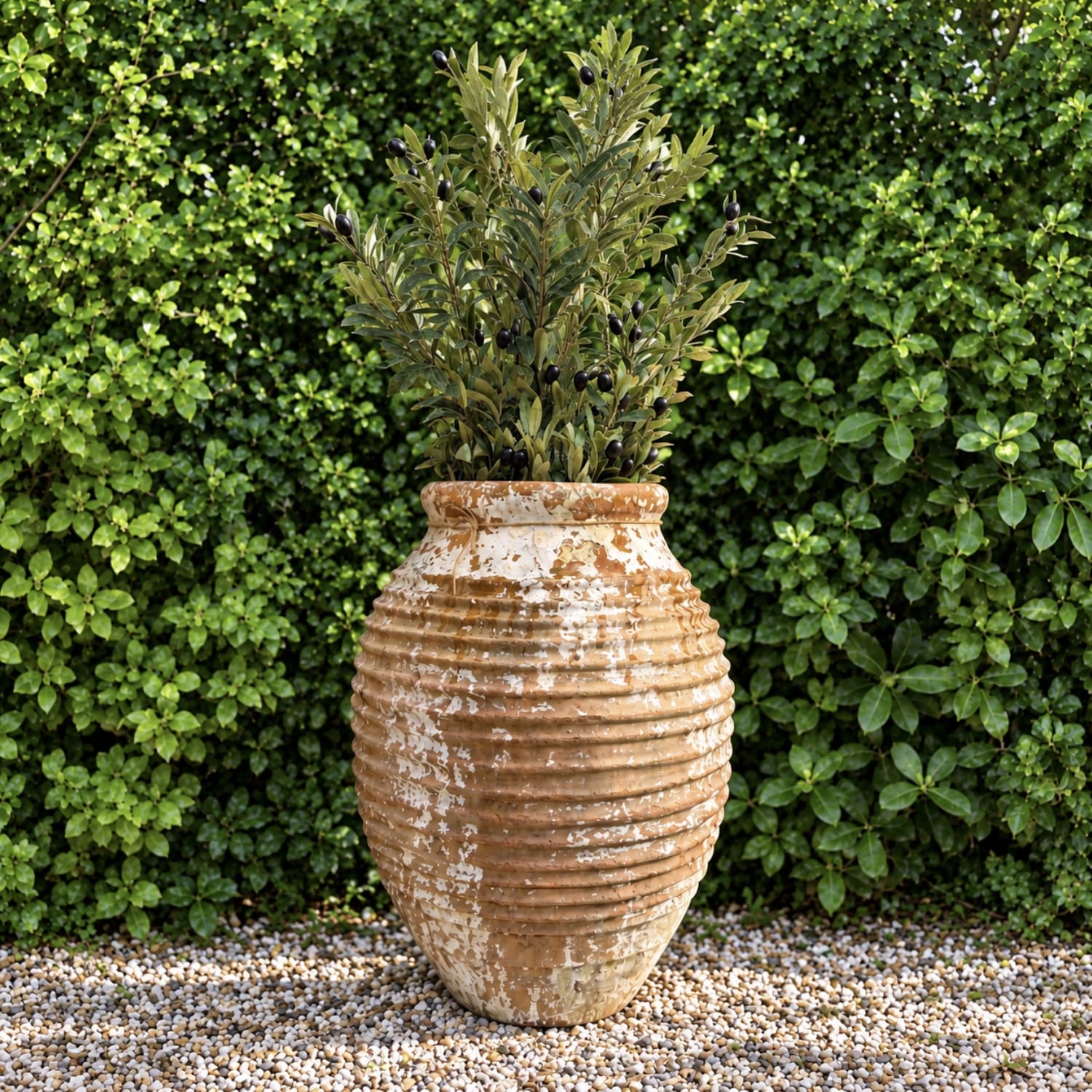 Antique White Washed Mediterranean Jar