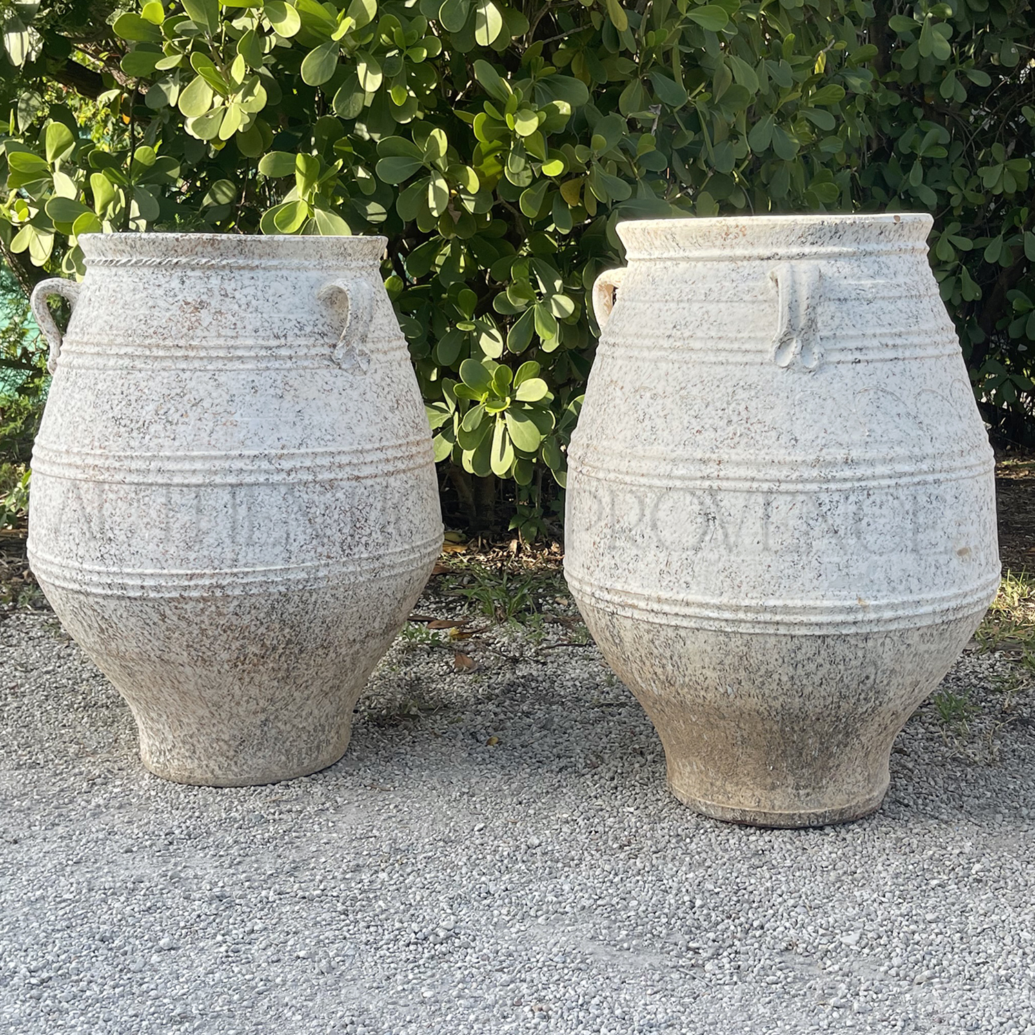 Pair of 19th Century Greek White Washed Jars