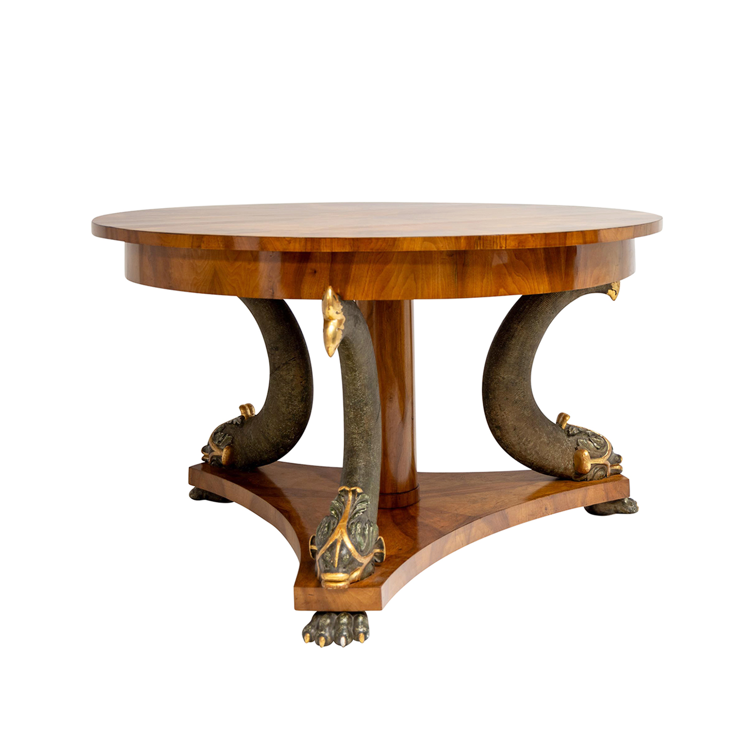 19th Century German Biedermeier Walnut Center Table – Antique Burlwood Table