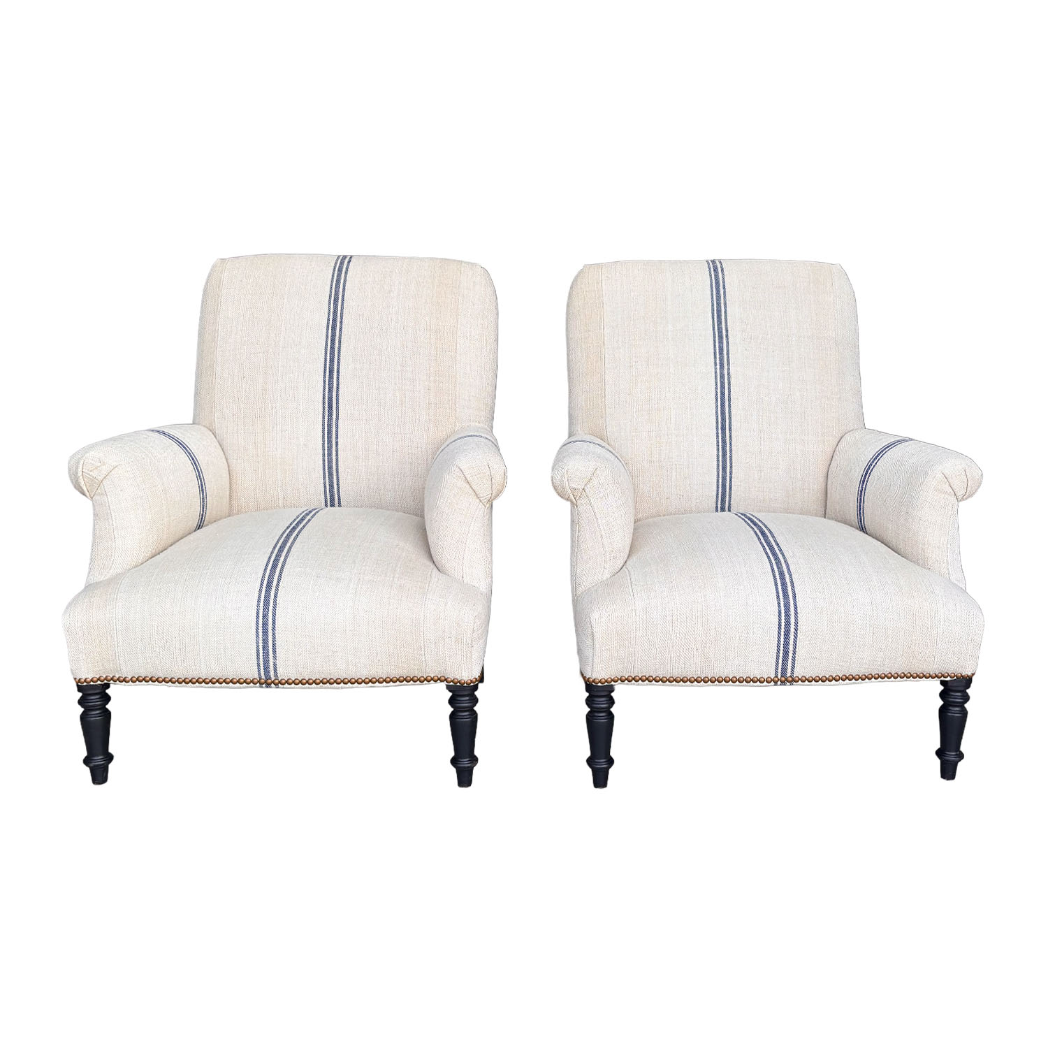 19th Century Napoleon III Lounge Chairs in Walnut and Linen, France