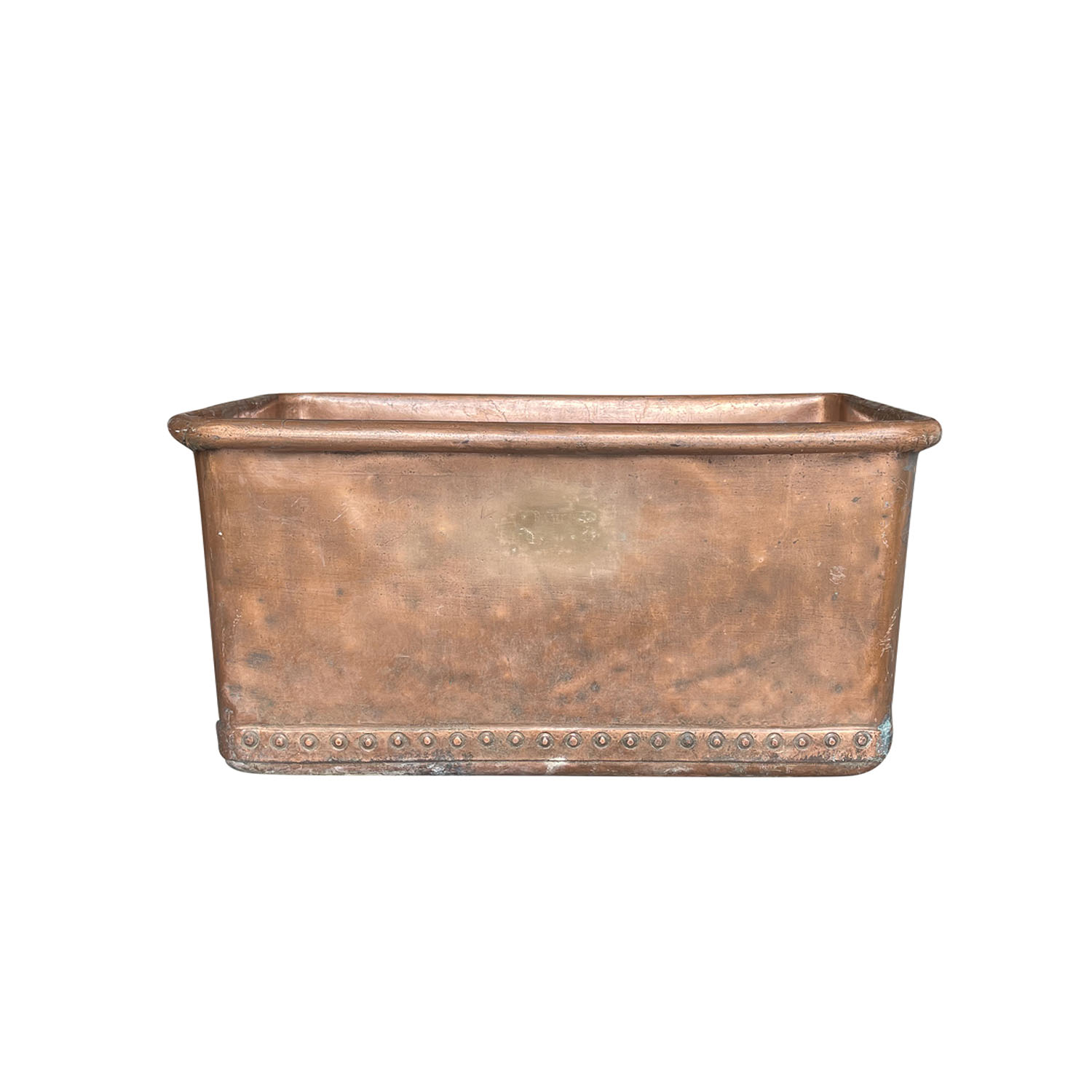 Large Riveted Copper Basin Trough