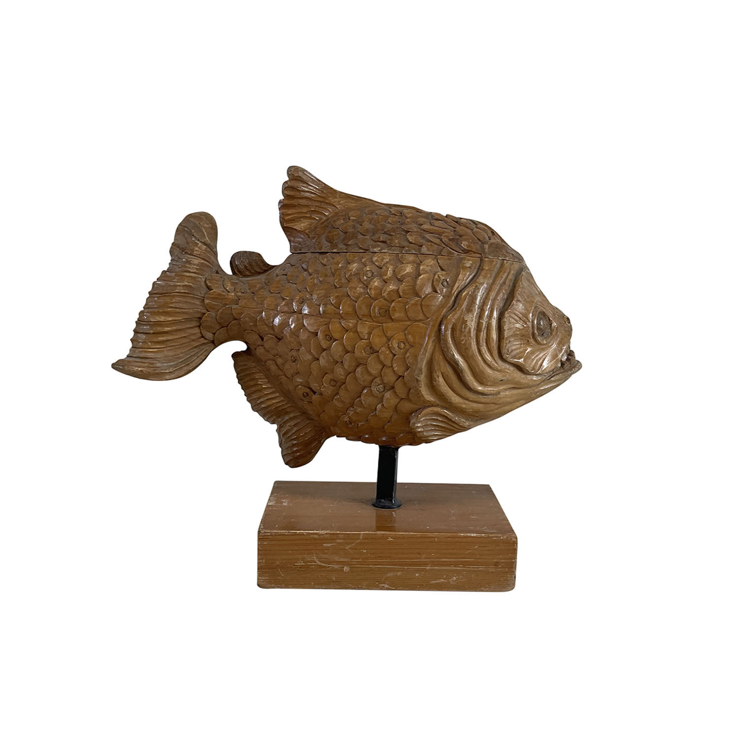 20th Century French Mid-Century Modern Wood Fish Statuette – Vintage Décor