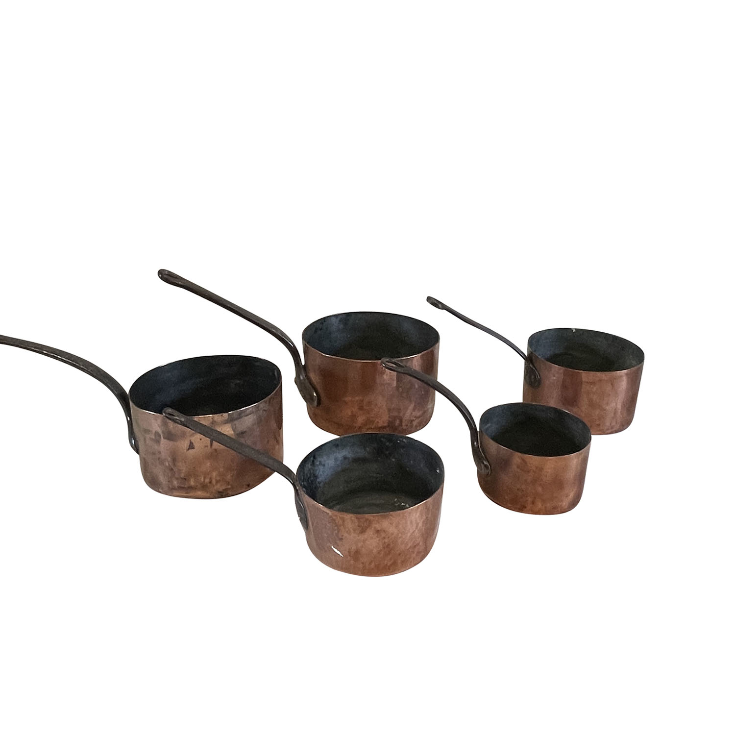 Collection of Five French Copper Pots circa 1900s