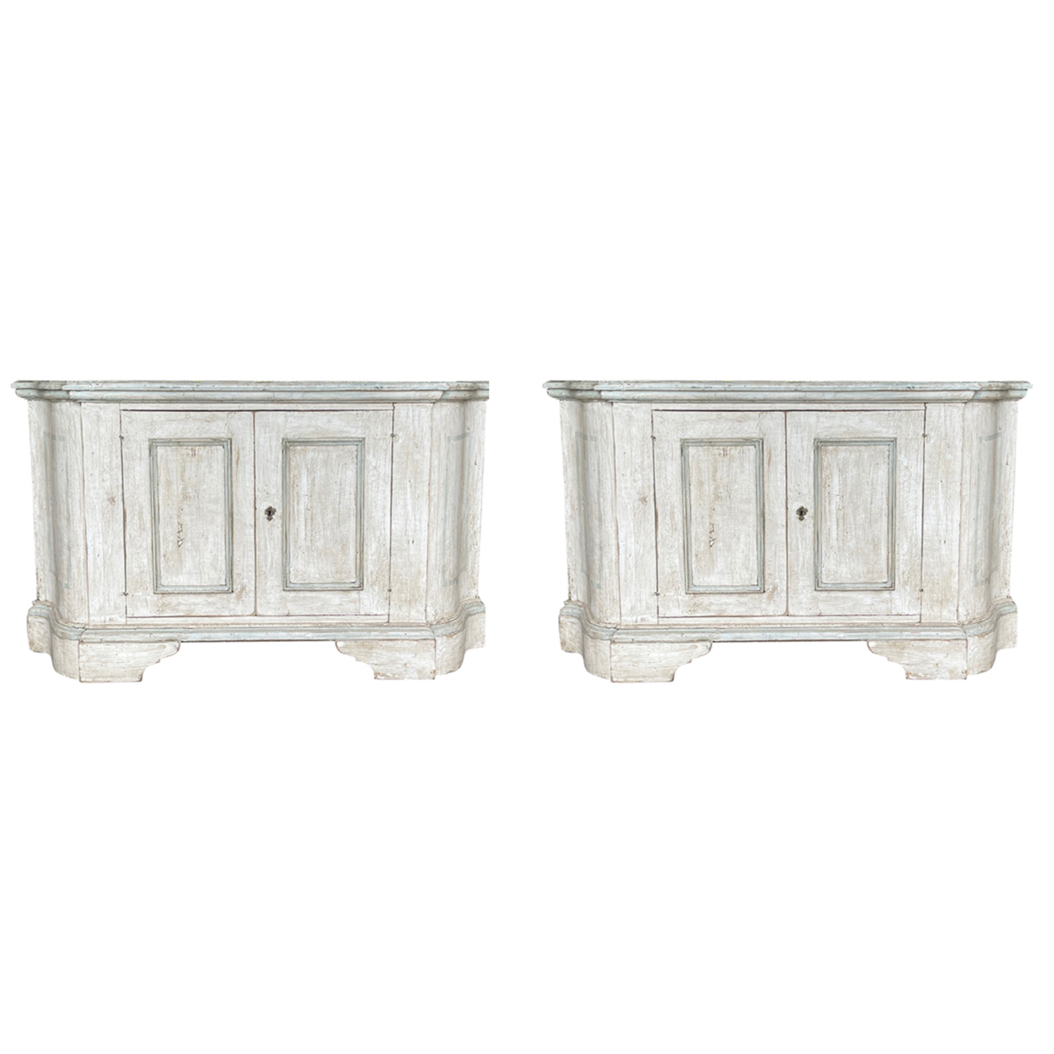18th Century Italian Pair of White Pinewood Credenzas – Antique Cupboards