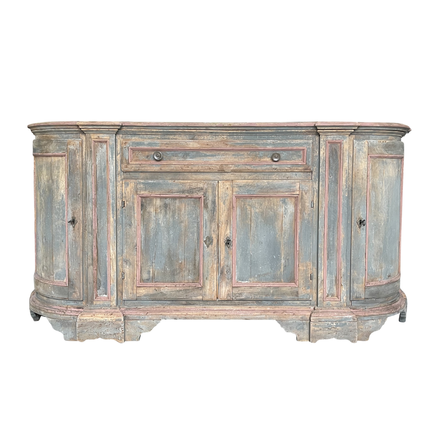 18th Century French Provencal Pinewood Cabinet – Antique Demi-Lune Sideboard