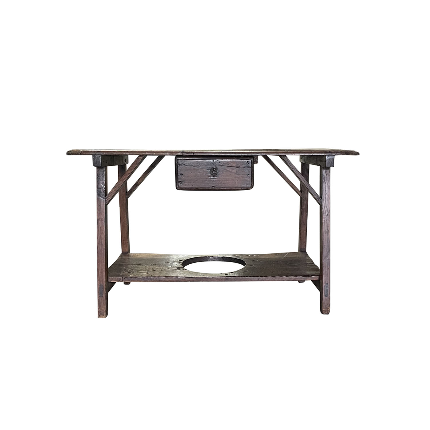 19th Century French Provincial Pinewood End Table – Antique Rustic Farm Table