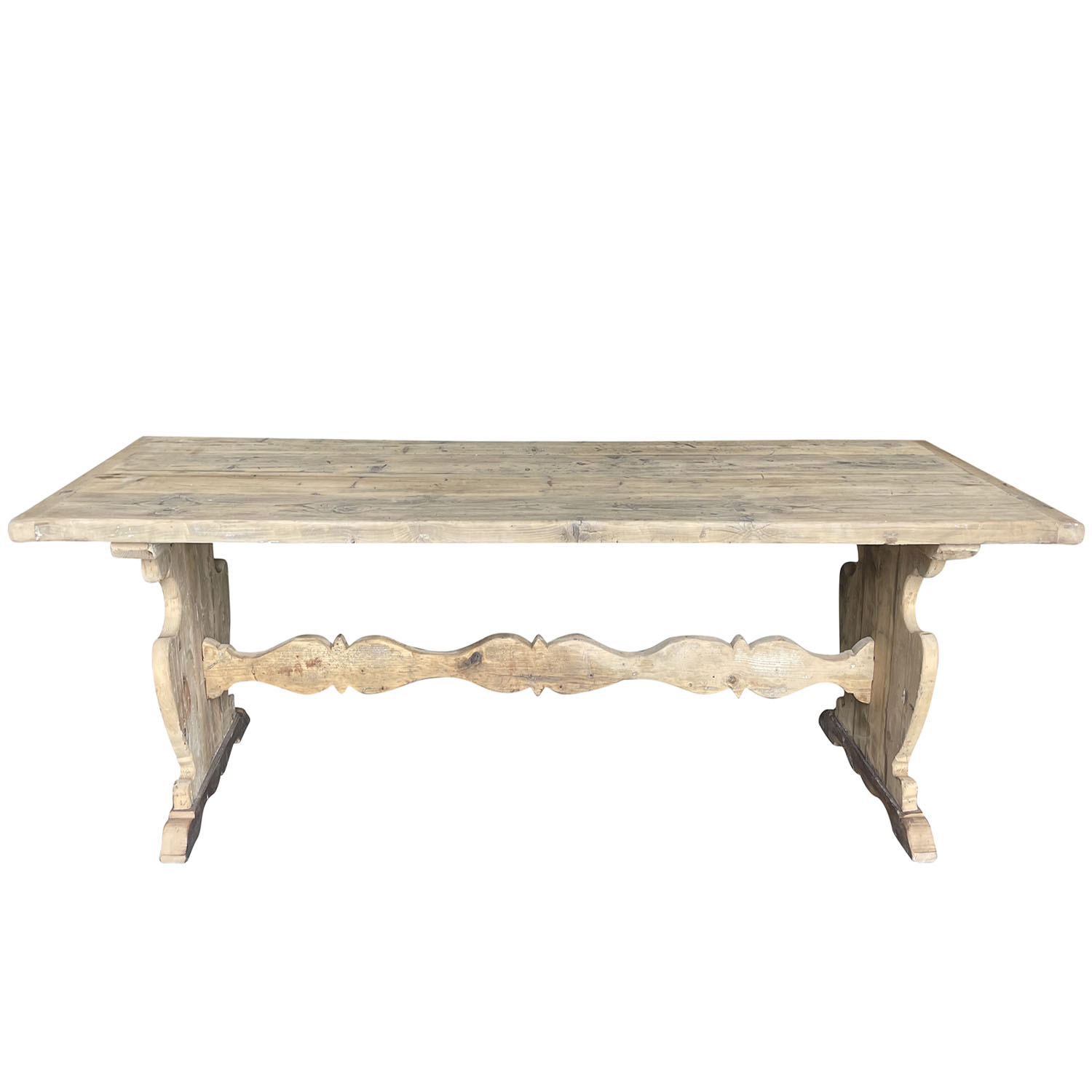 19th Century French Provincial Farmhouse Trestle Table – Antique Oak Dining Table