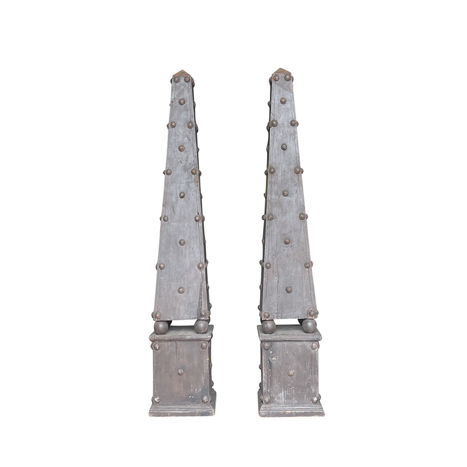 19th Century Swedish Gustavian Pair of Large Pine Obelisks – Scandinavian Décor