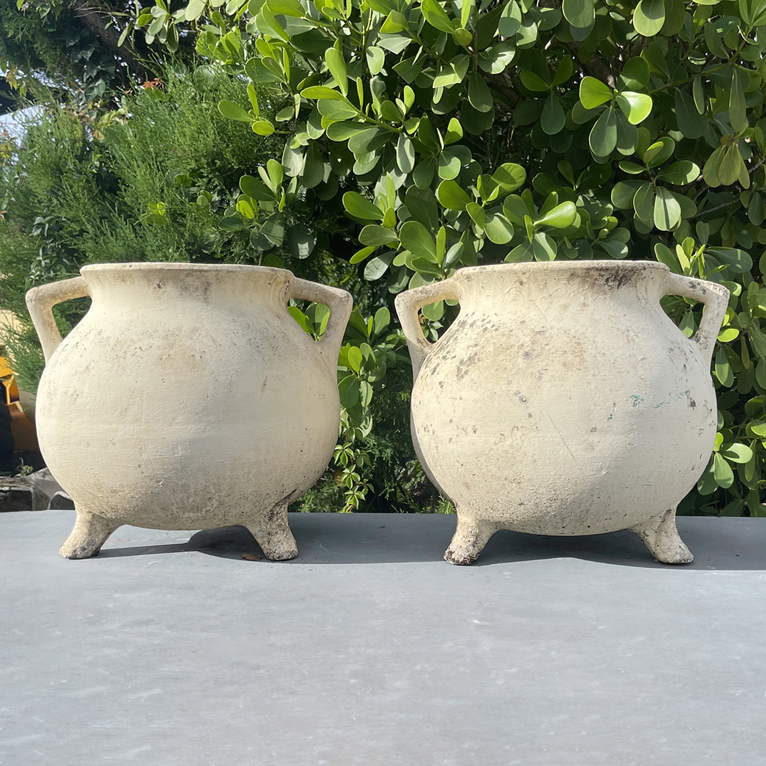 A Pair Cauldron or Marmite Garden Planters by Willy Guhl