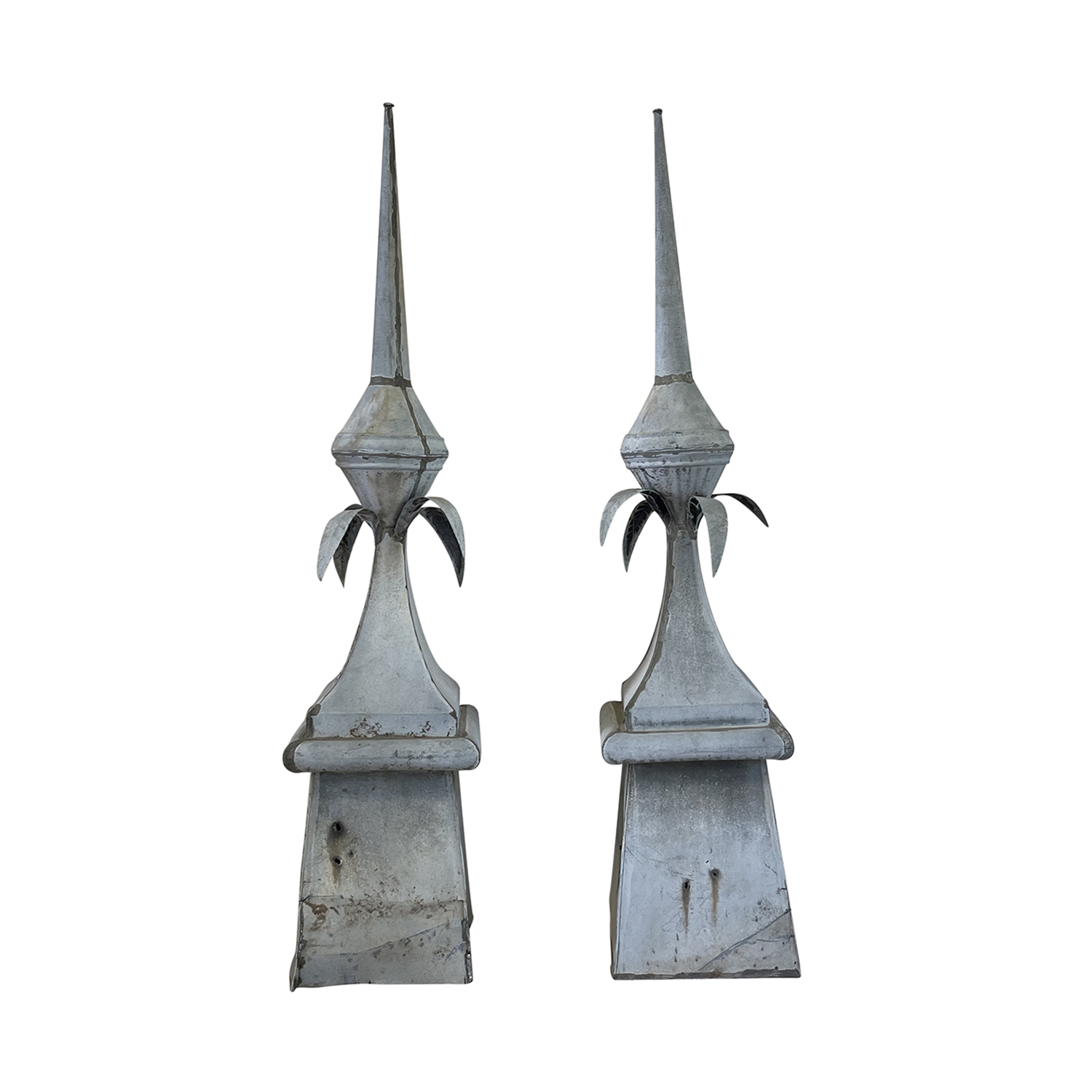Pair of 19th Century French Grey Zinc Finials